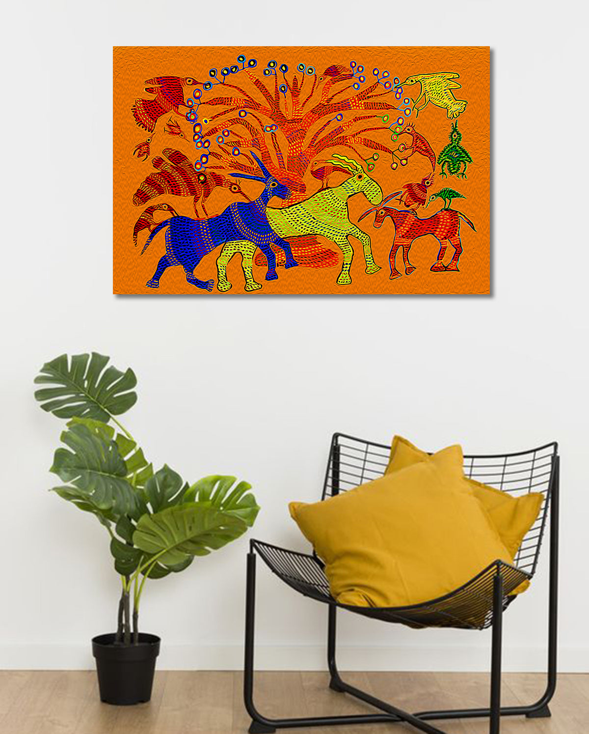 Animals In The Forest - Unframed Canvas Painting