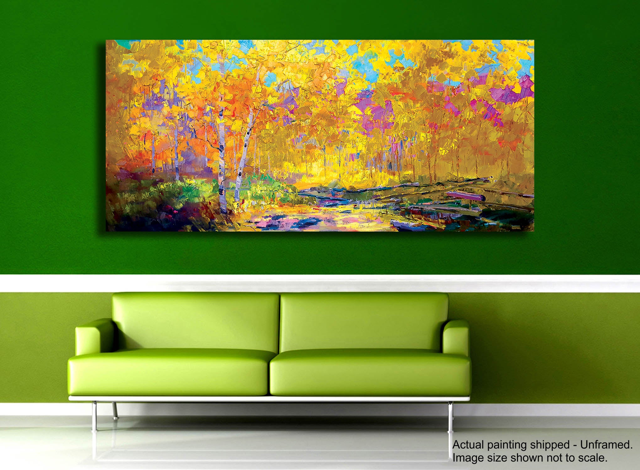 Golden Shower in Forest - Unframed Canvas Painting
