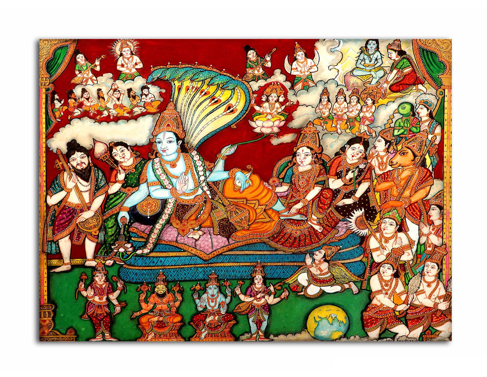 Lord Vishnu - Unframed Canvas Painting