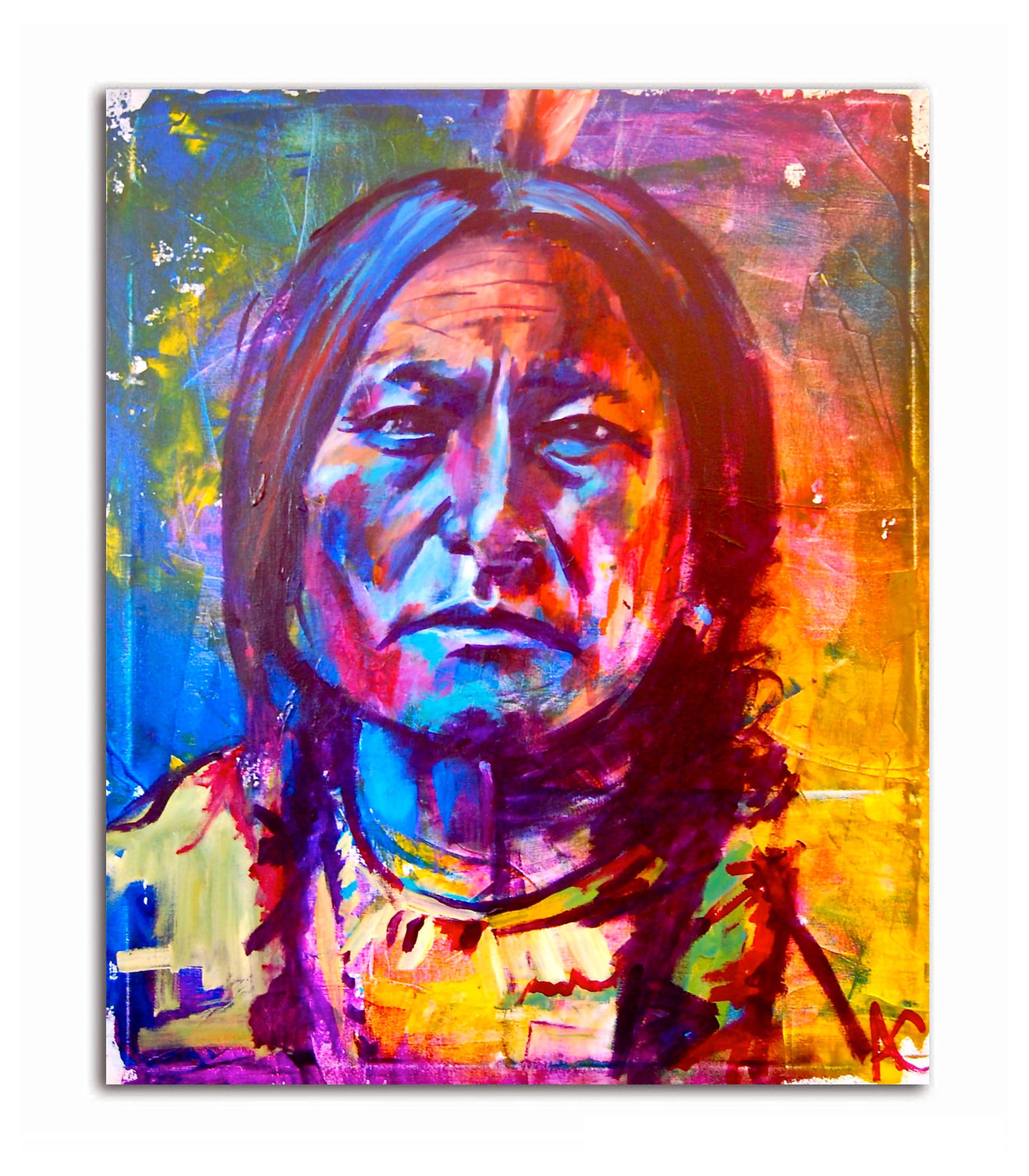 A Red Indian - Unframed Canvas Painting