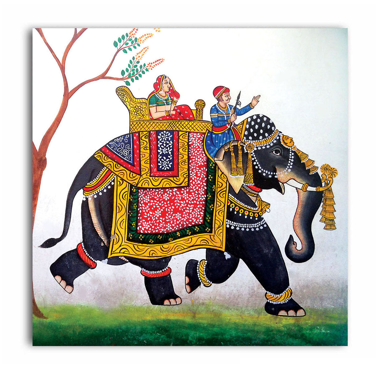 Queen On Elephant - Unframed Canvas Painting
