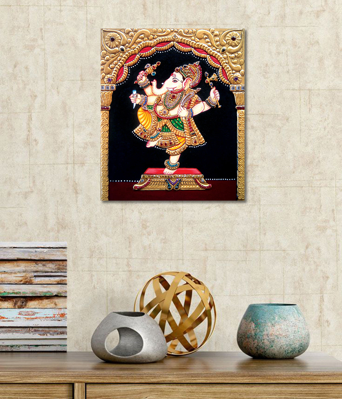 Dancing Ganesha - Unframed Canvas Painting