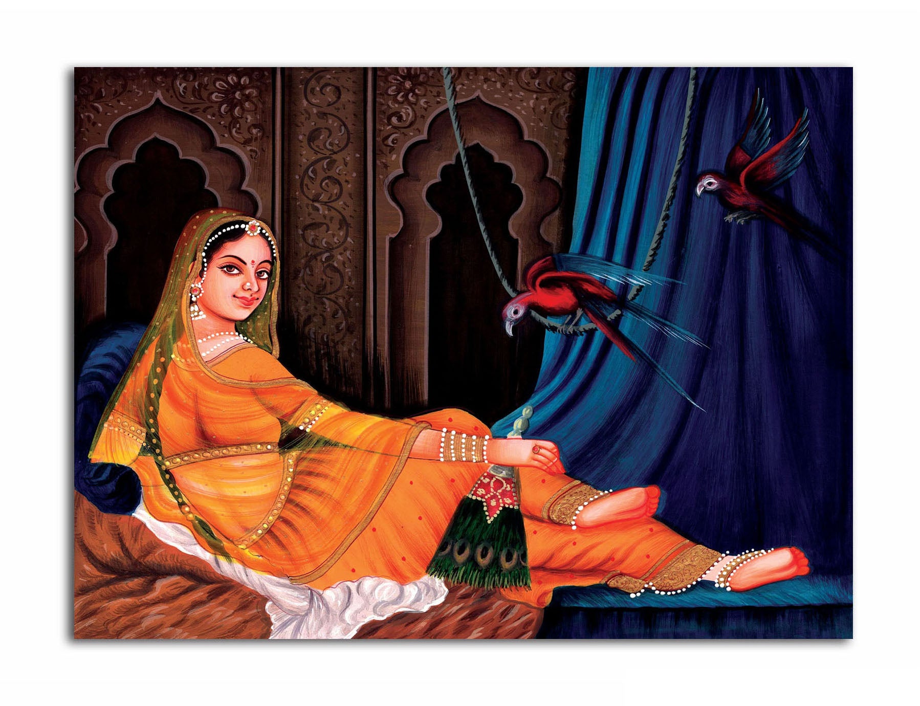Royal Lady In Palace - Unframed Canvas Painting