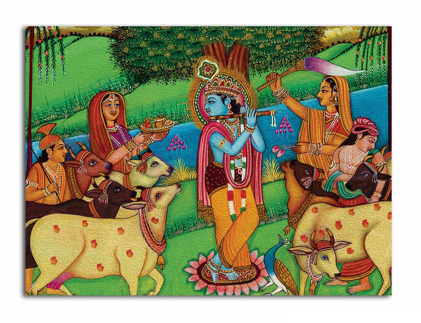 Jai Shri Krishna - Unframed Canvas Painting