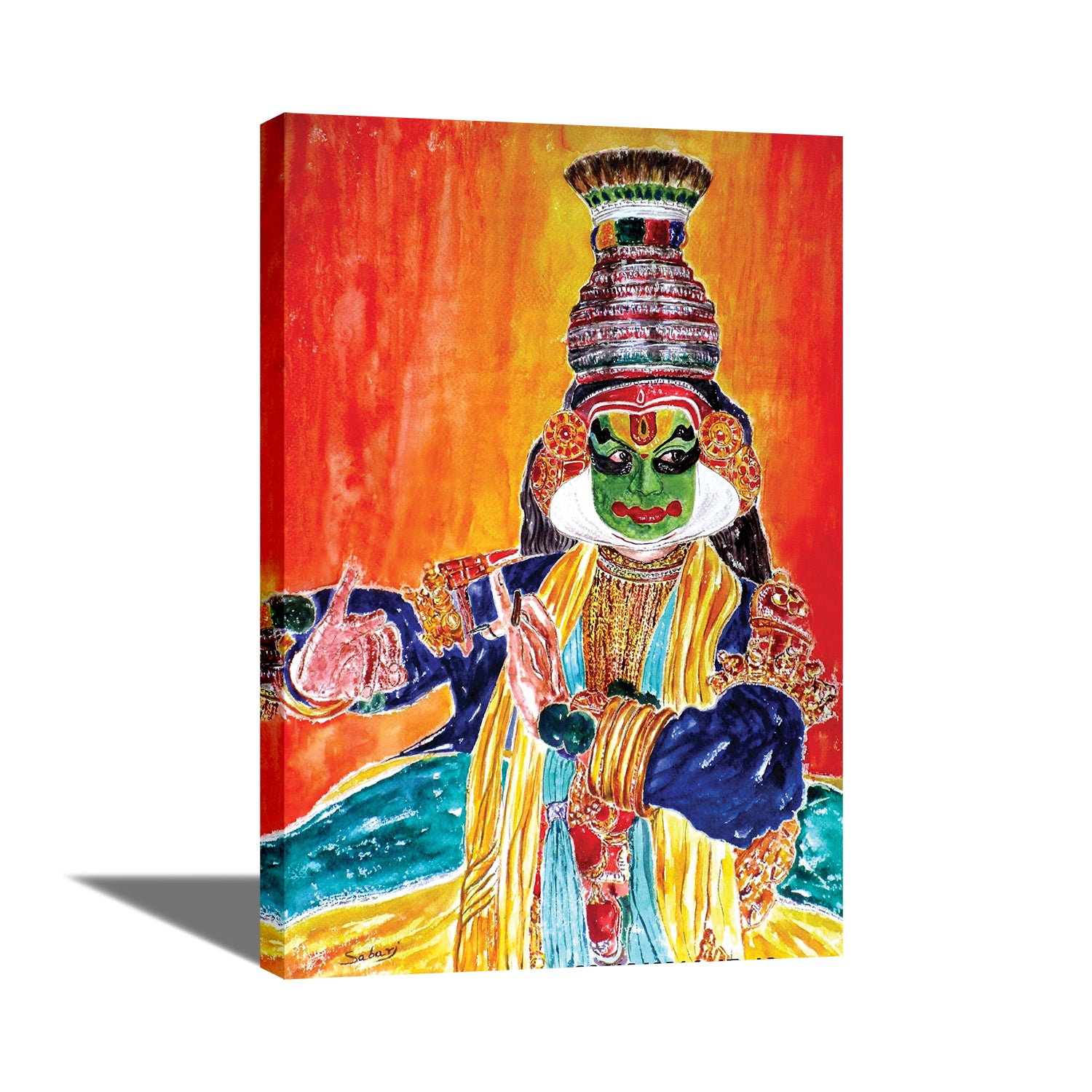 Kathakali Dancer - Canvas Painting - Framed