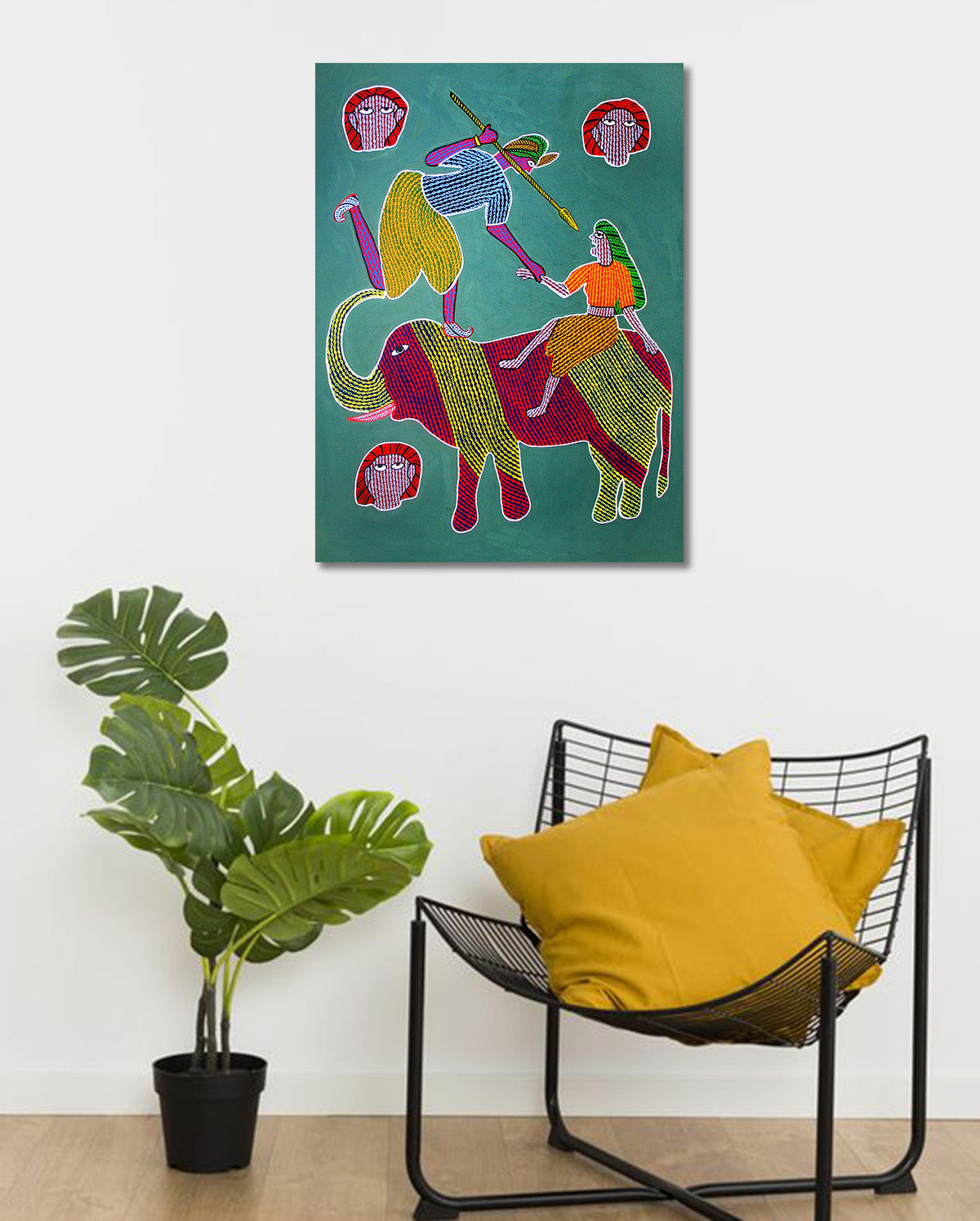 Playing On Elephant - Unframed Canvas Painting