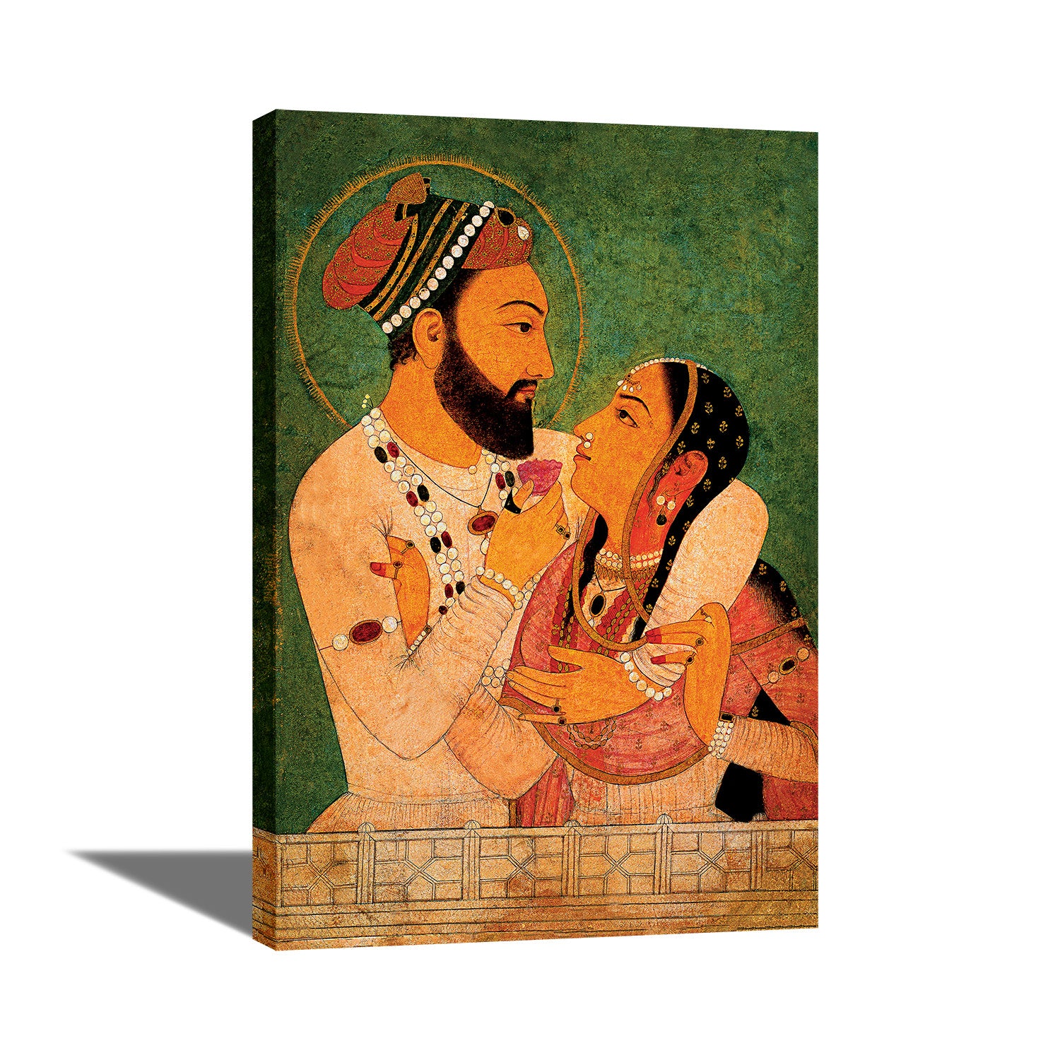 Mughal King And Queen - Canvas Painting - Framed