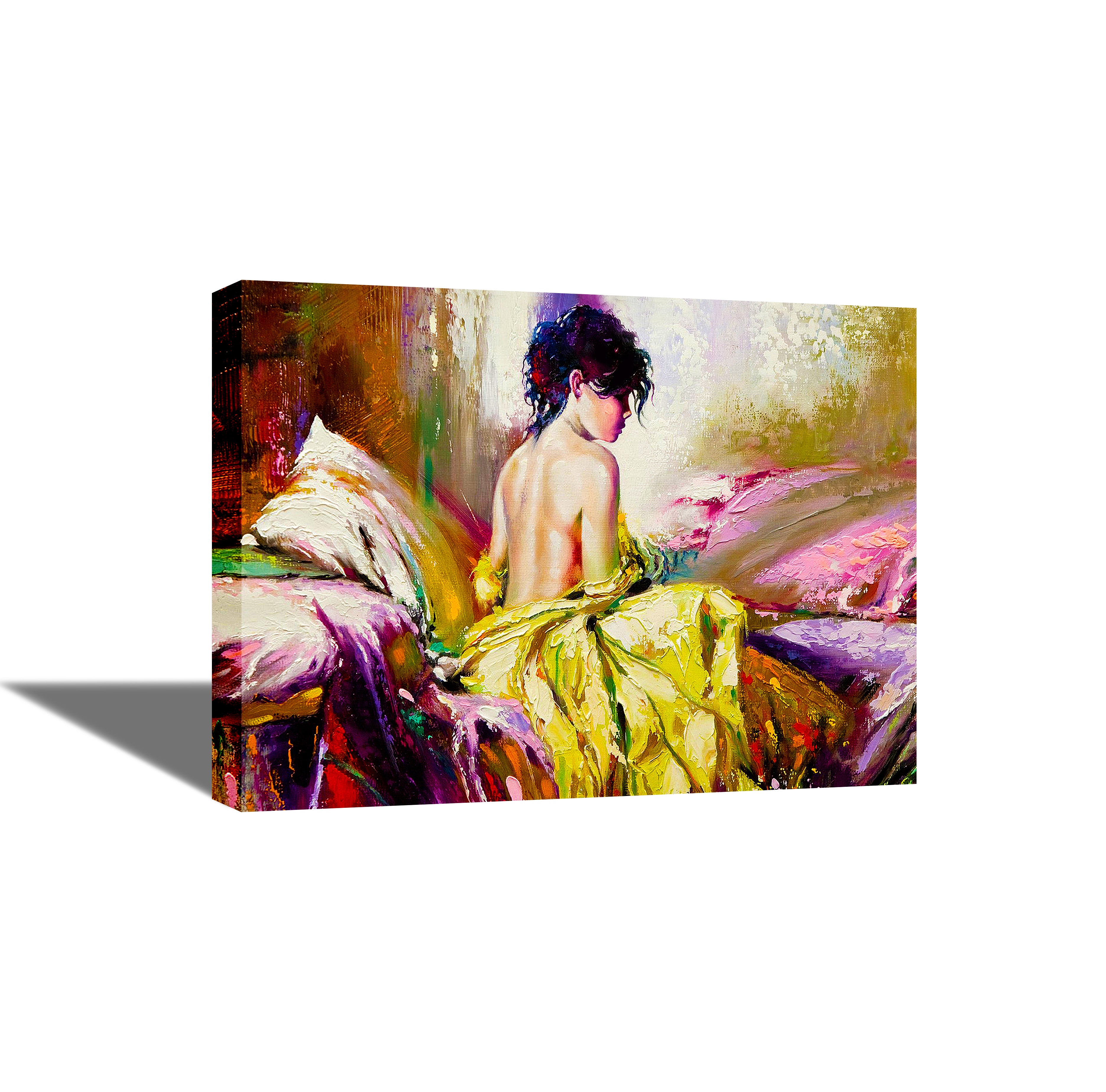 Lady in Yellow - Canvas Painting - Framed