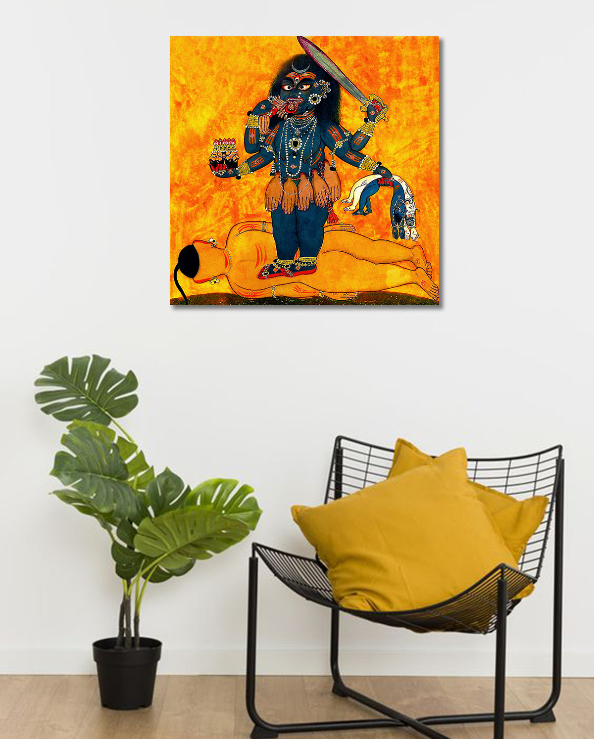Maa Kali And Shiva - Unframed Canvas Painting