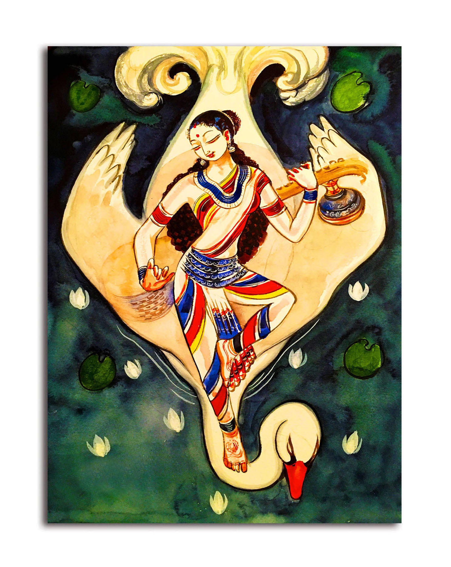 Maa Saraswati - Unframed Canvas Painting