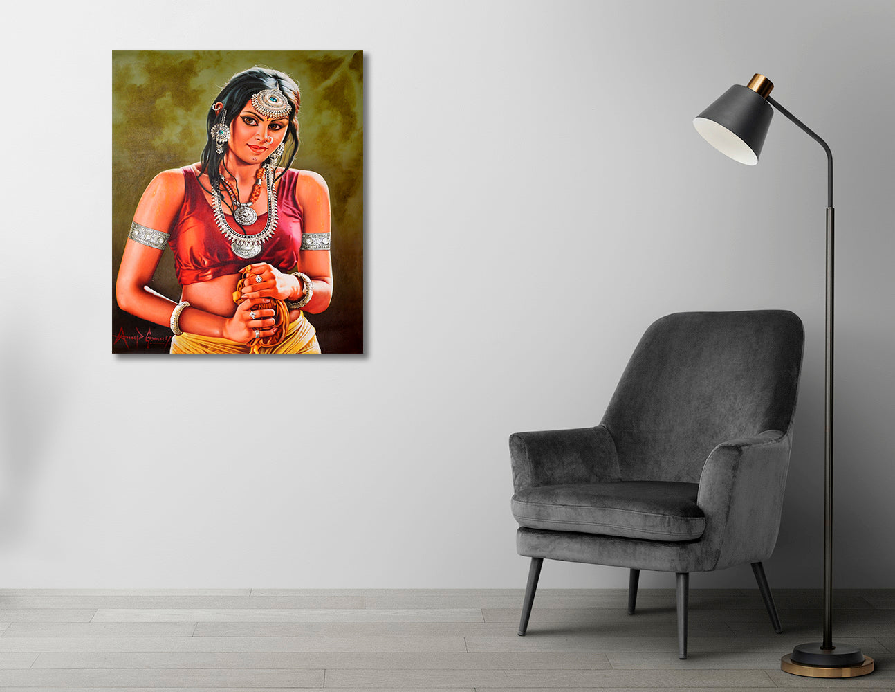 Beautiful Indian Beauty - Unframed Canvas Painting