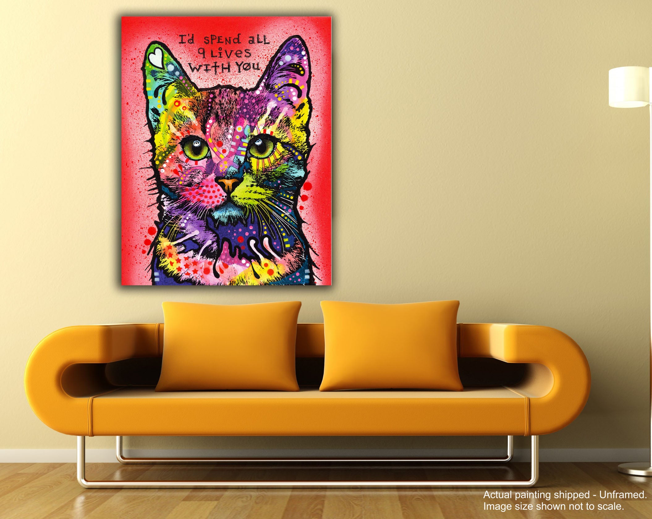 Love Cat - Unframed Canvas Painting