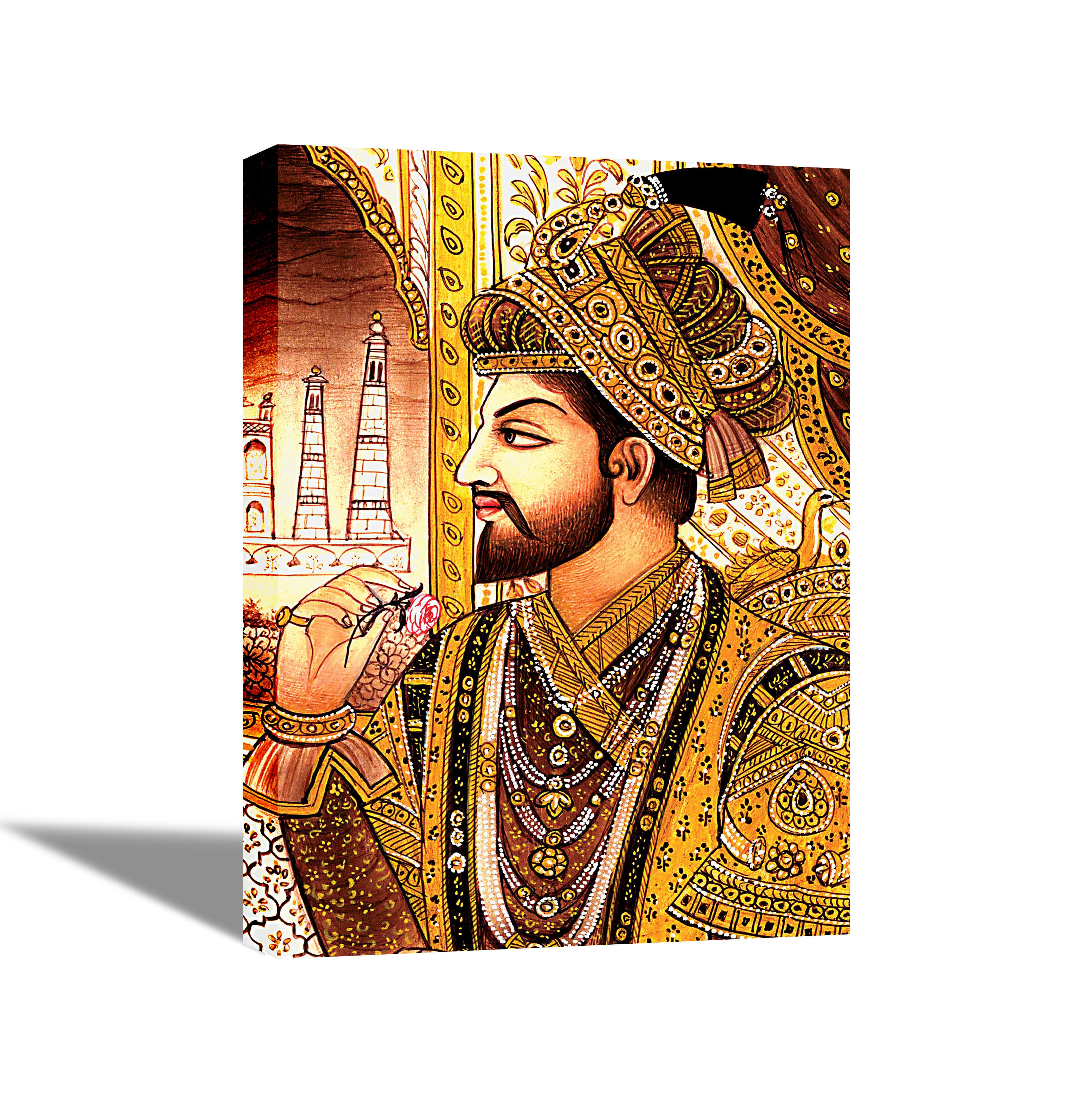 Mughal King - Canvas Painting - Framed