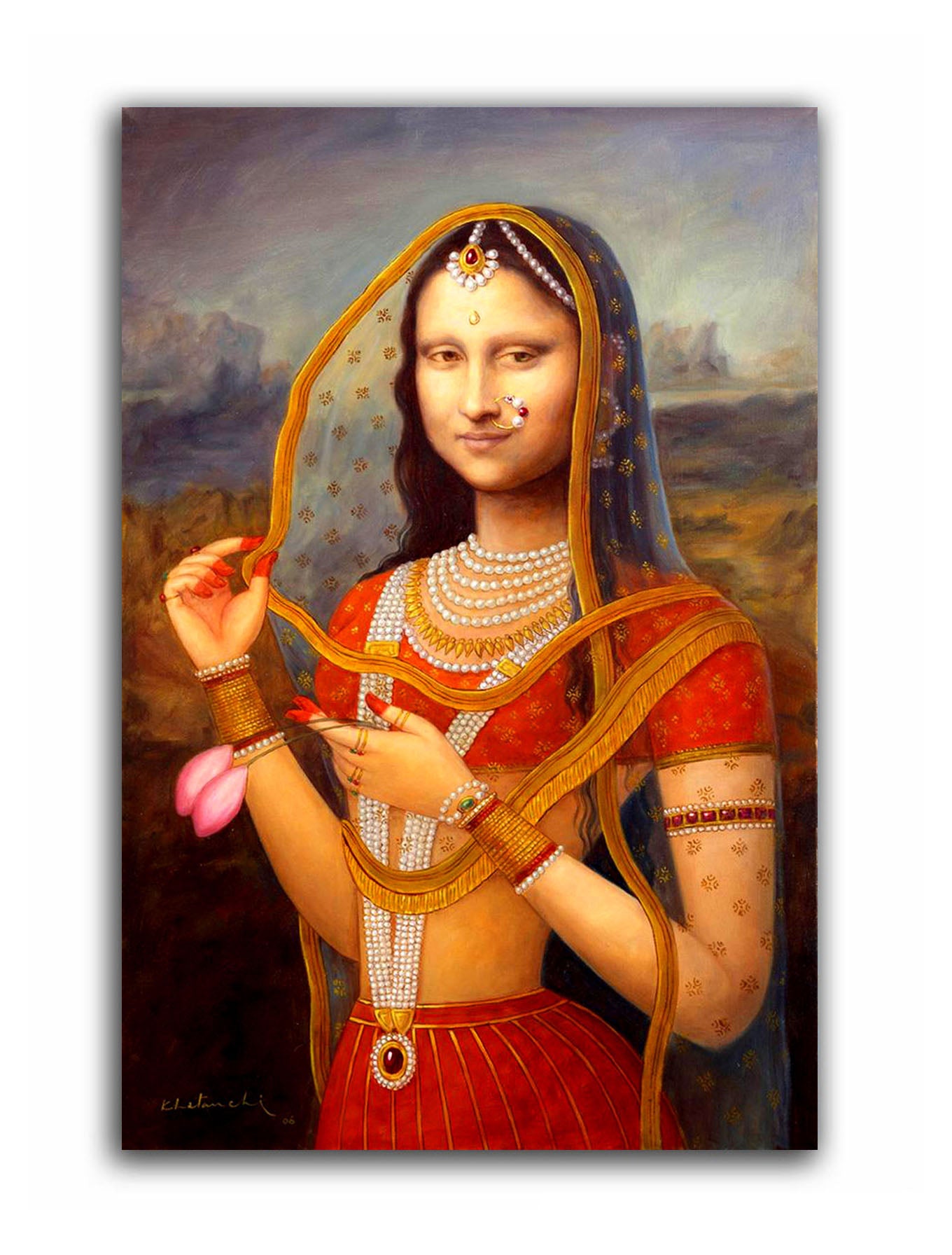 Indian Monalisa - Unframed Canvas Painting