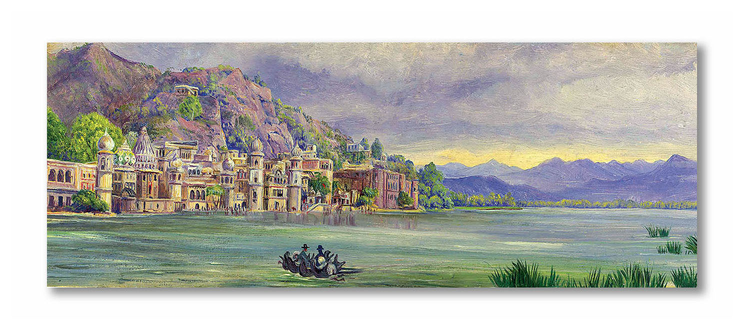 A Scene of Dal Lake - Unframed Canvas Painting