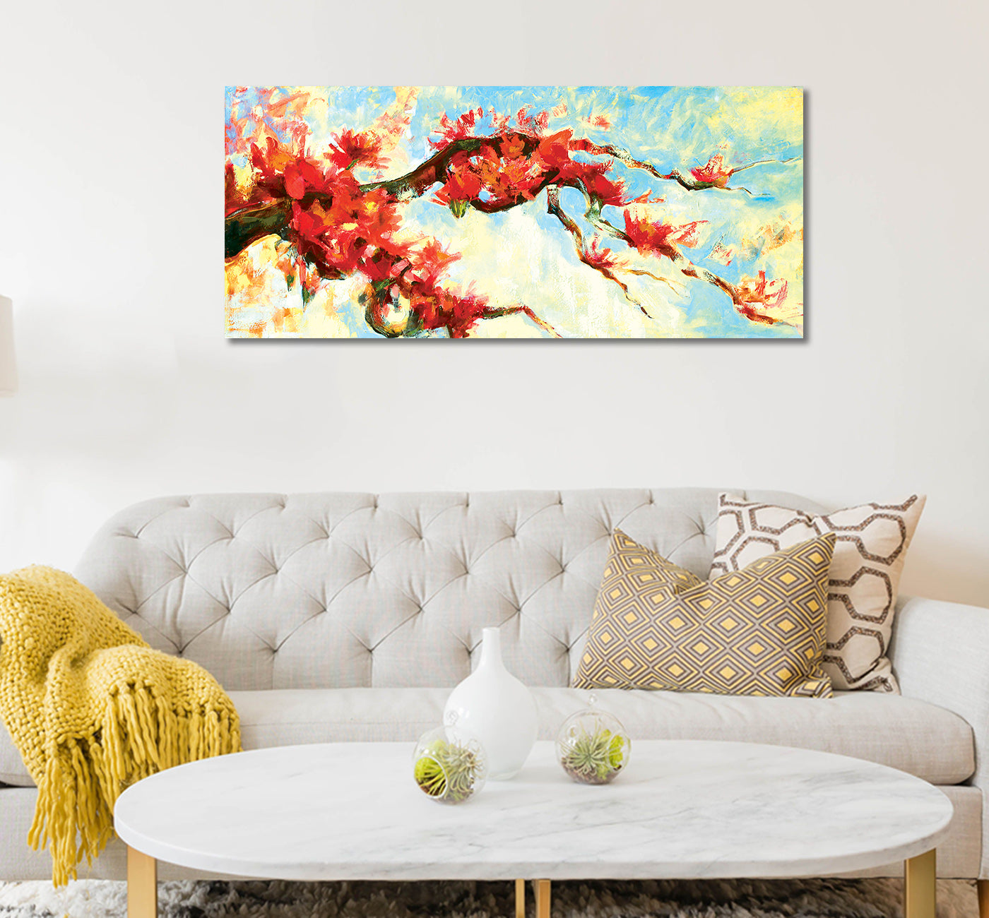 Red Lily Flowers - Unframed Canvas Painting