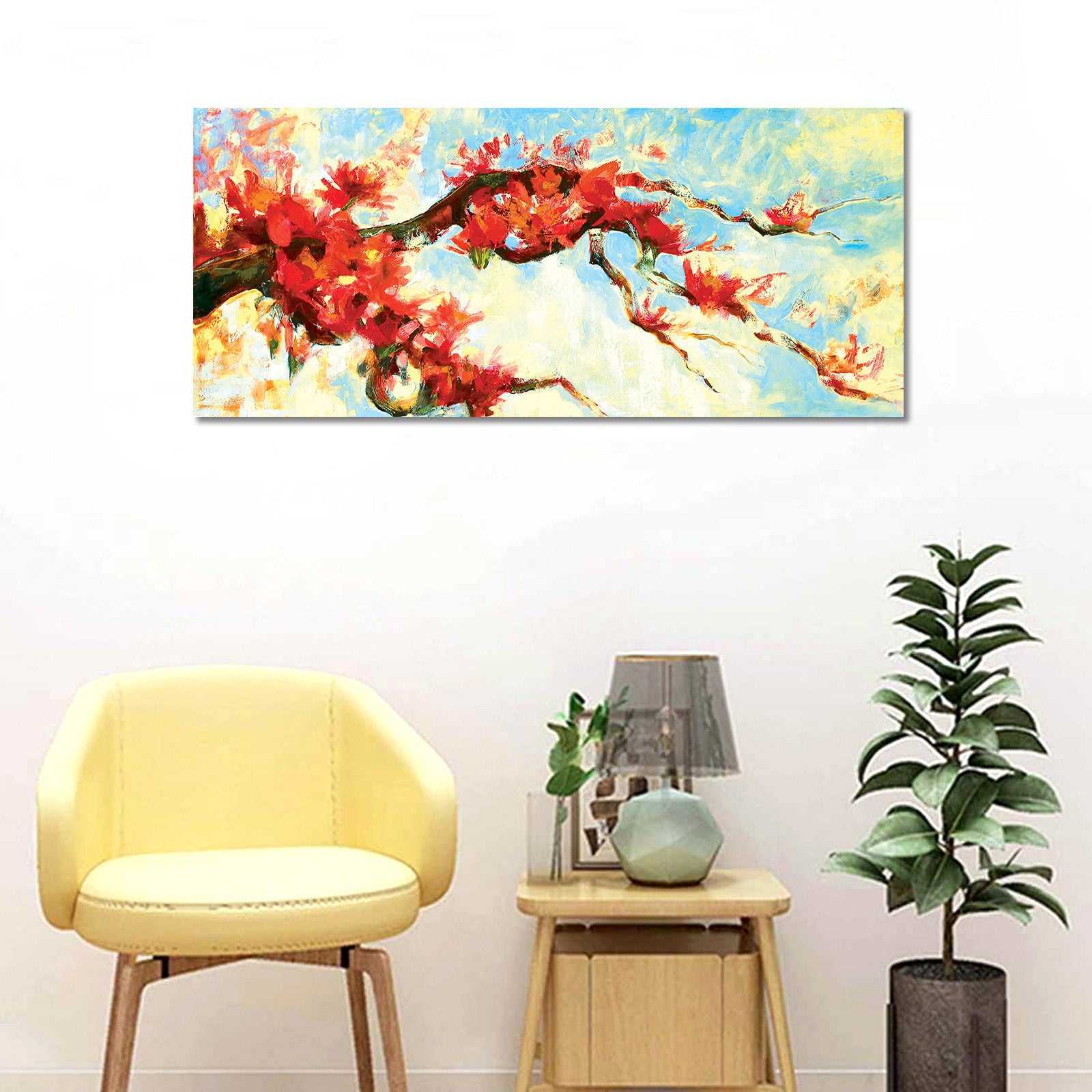 Red Lily Flowers - Unframed Canvas Painting