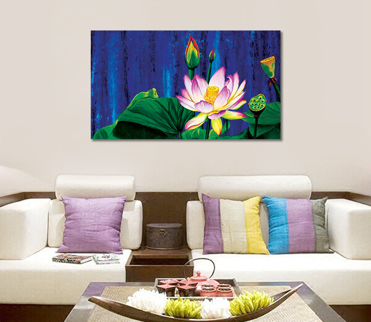 Lotus In The Night - Unframed Canvas Painting