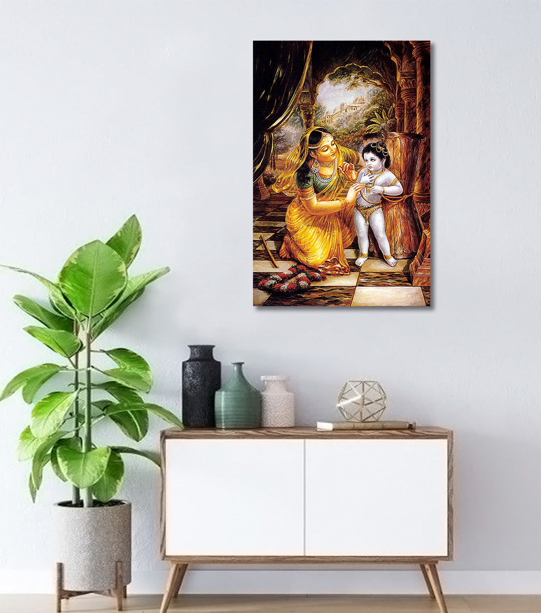 Krishna and Yashoda - Unframed Canvas Painting