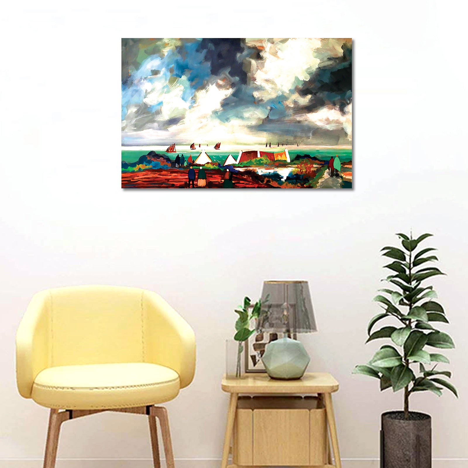 Beautiful Sea Side - Unframed Canvas Painting