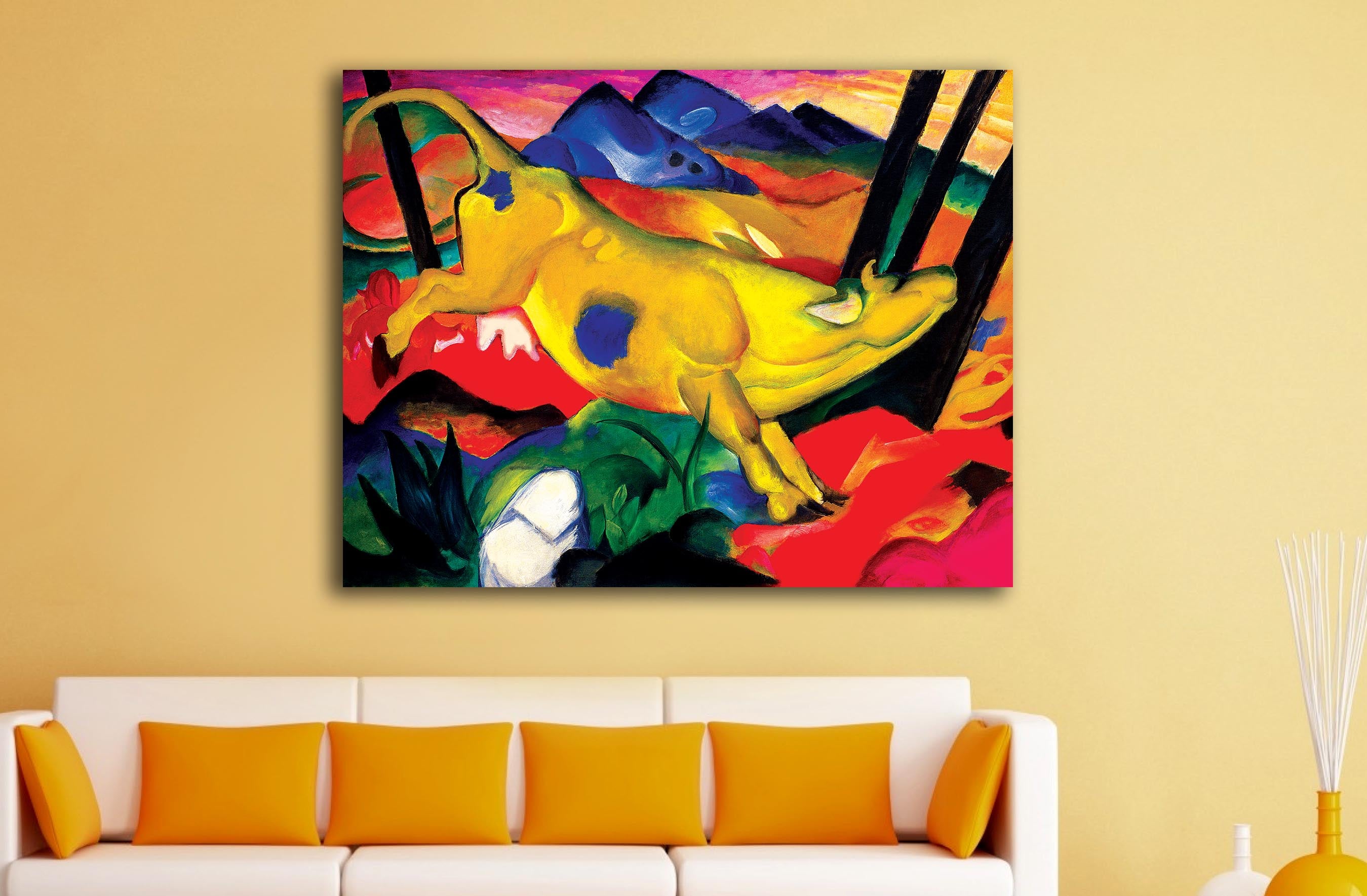 A Yellow Bull - Unframed Canvas Painting