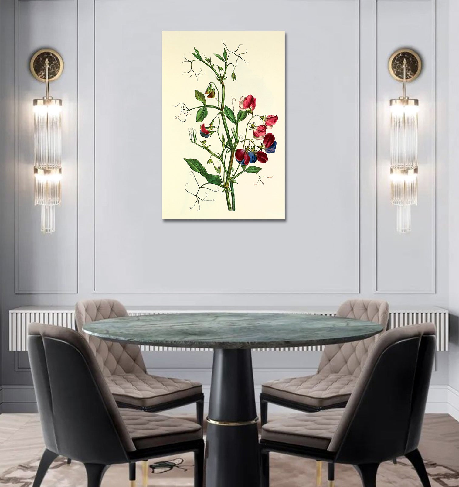 Japanese Art Rose of a sweet pea - Unframed Canvas Painting
