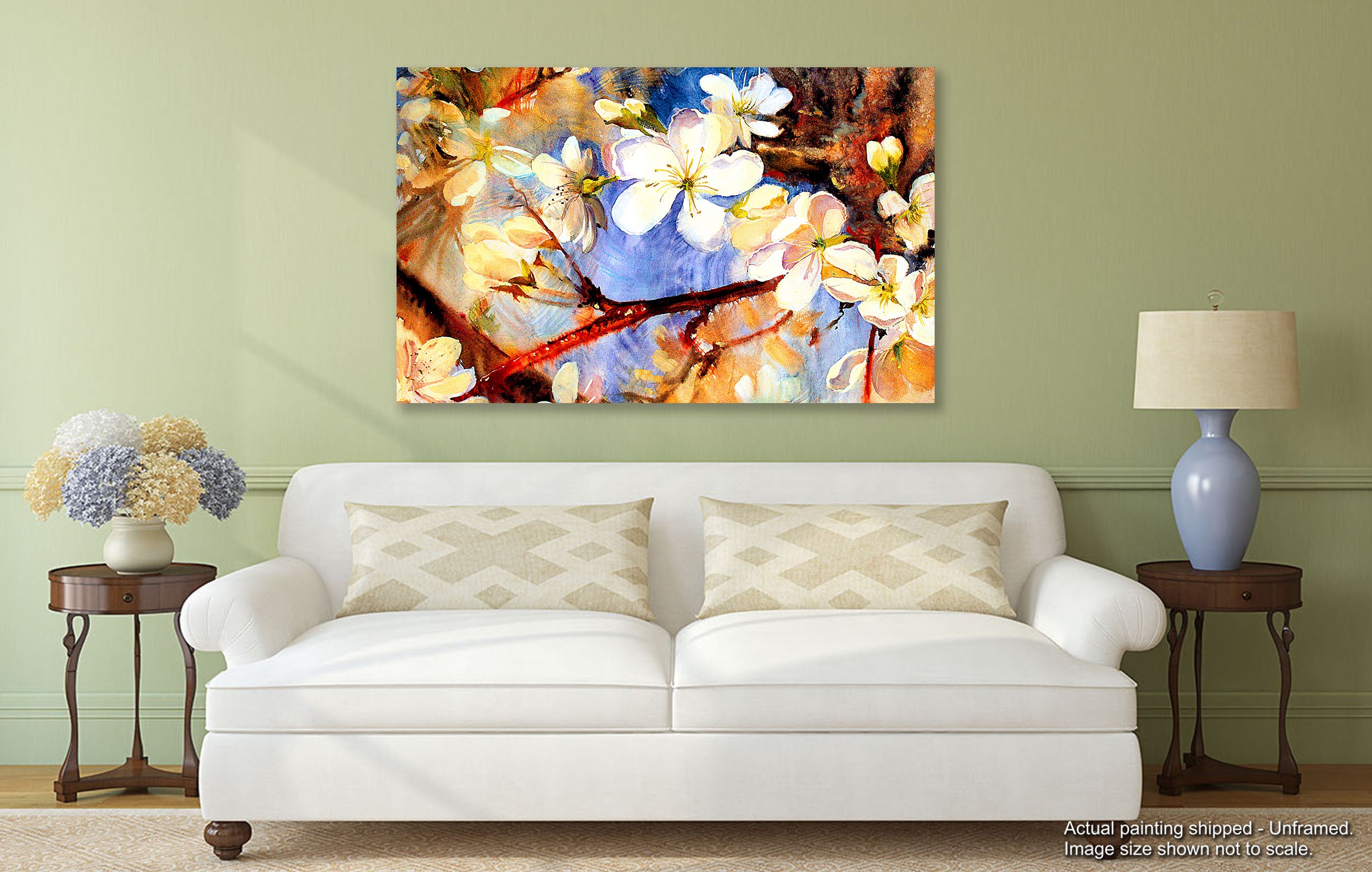 White Spring Flowers - Unframed Canvas Painting