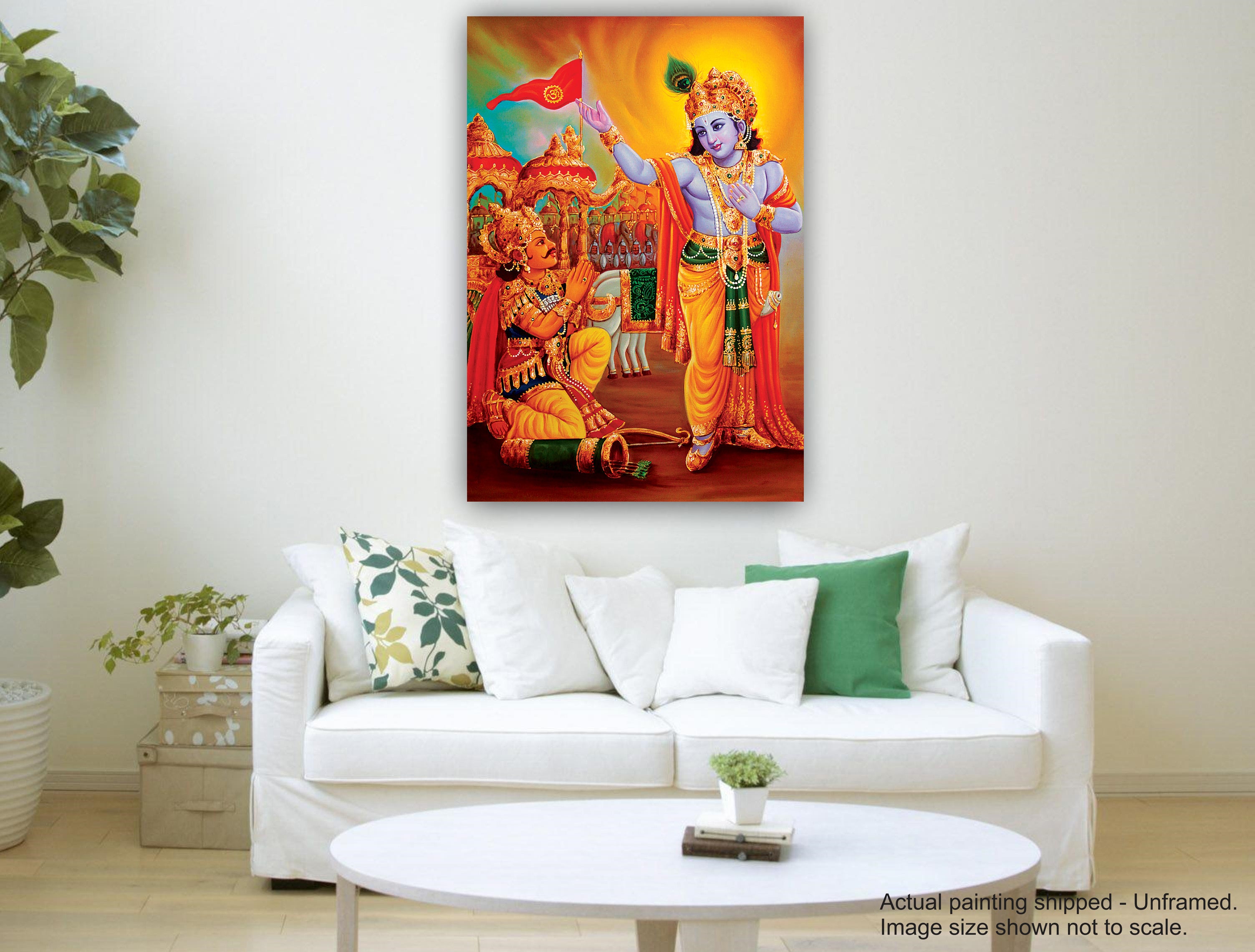 Krishna Arjun - Unframed Canvas Painting