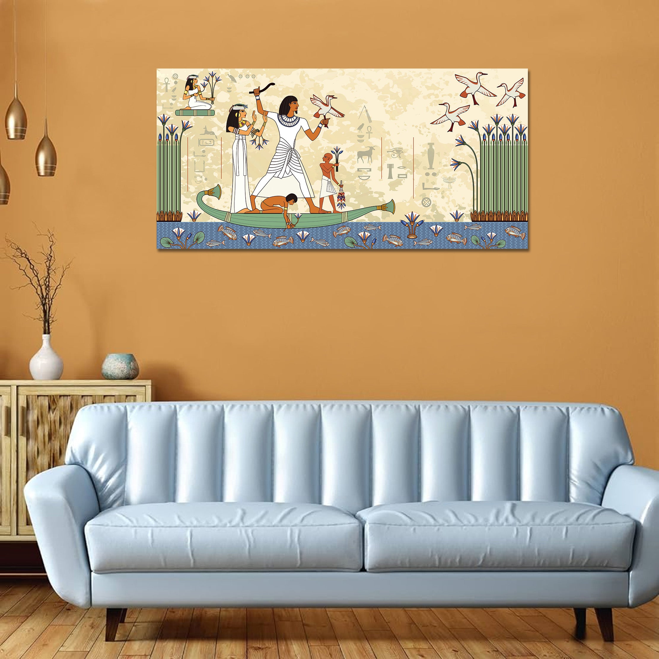 Boat in The River - Unframed Canvas Painting