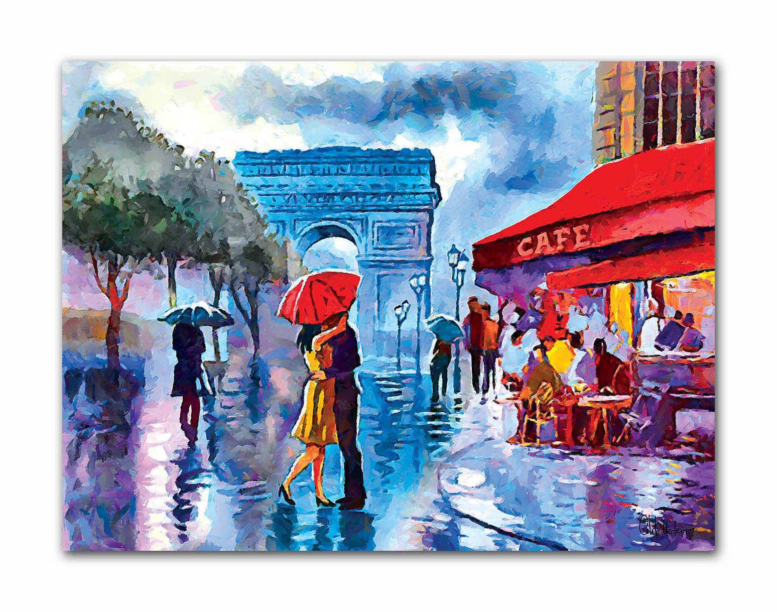Love in the Rain - Unframed Canvas Painting