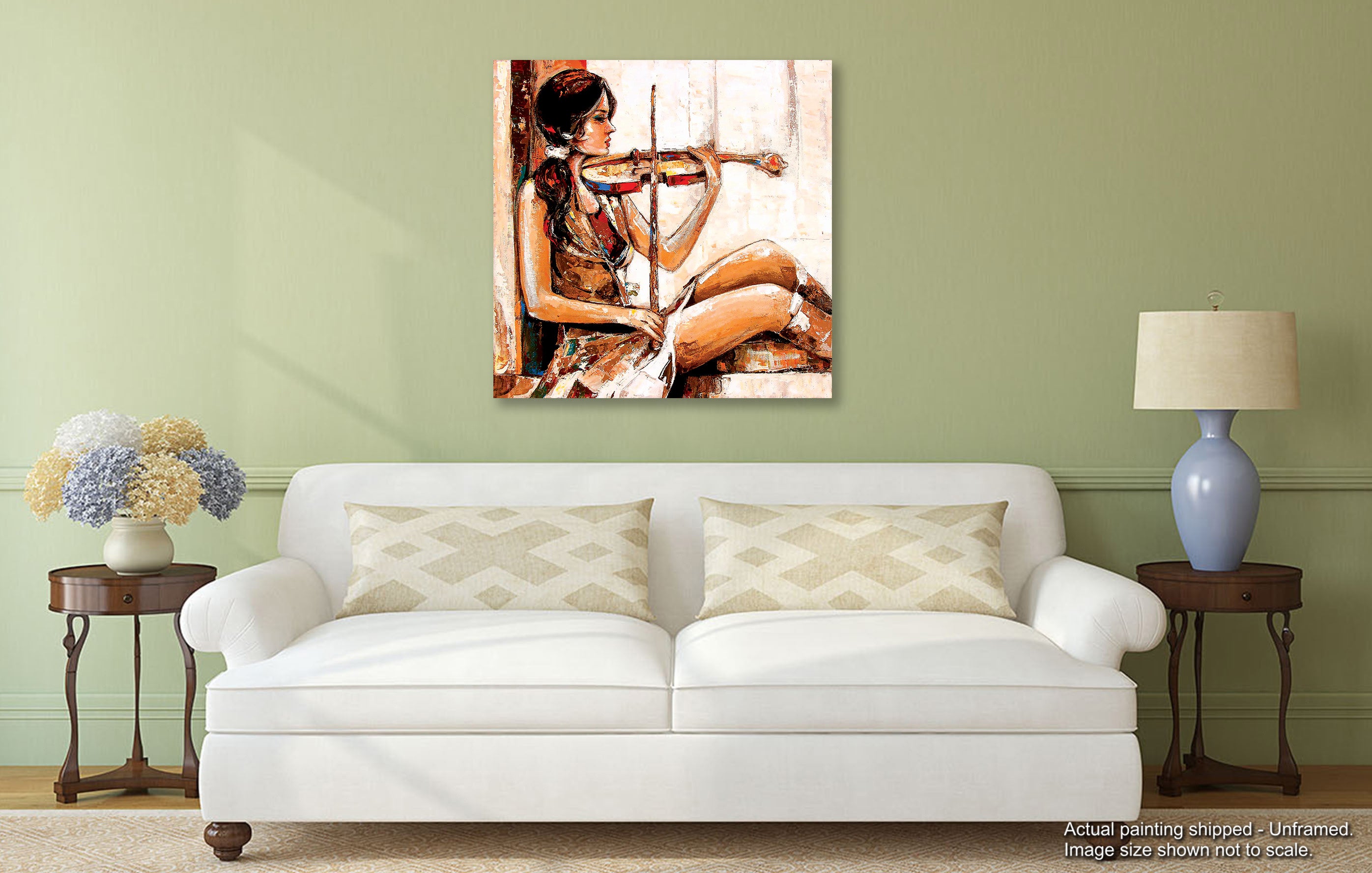 A Girl With Own Thought - Unframed Canvas Painting