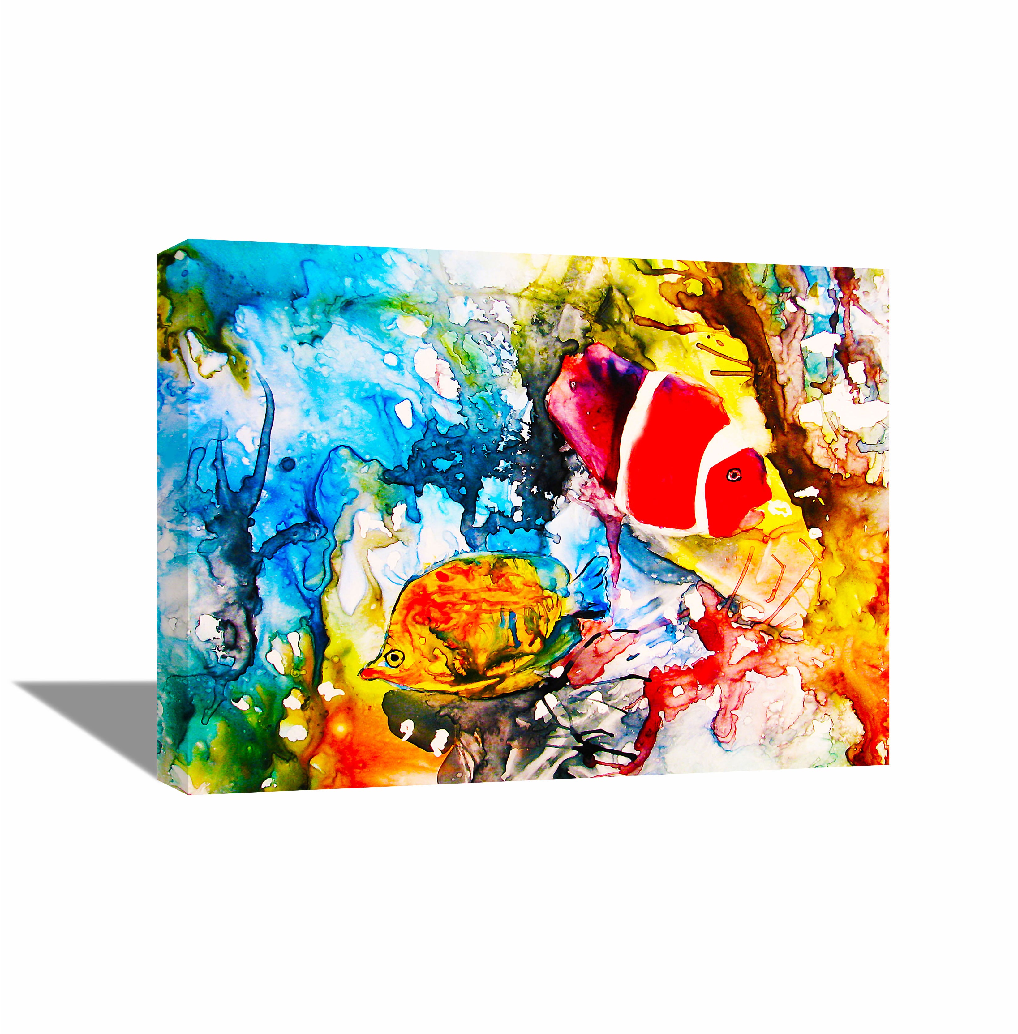 Beautiful World of Fishes- Canvas Painting - Framed