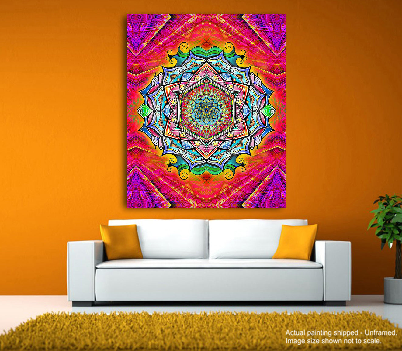 Rainbow Mandala - Unframed Canvas Painting