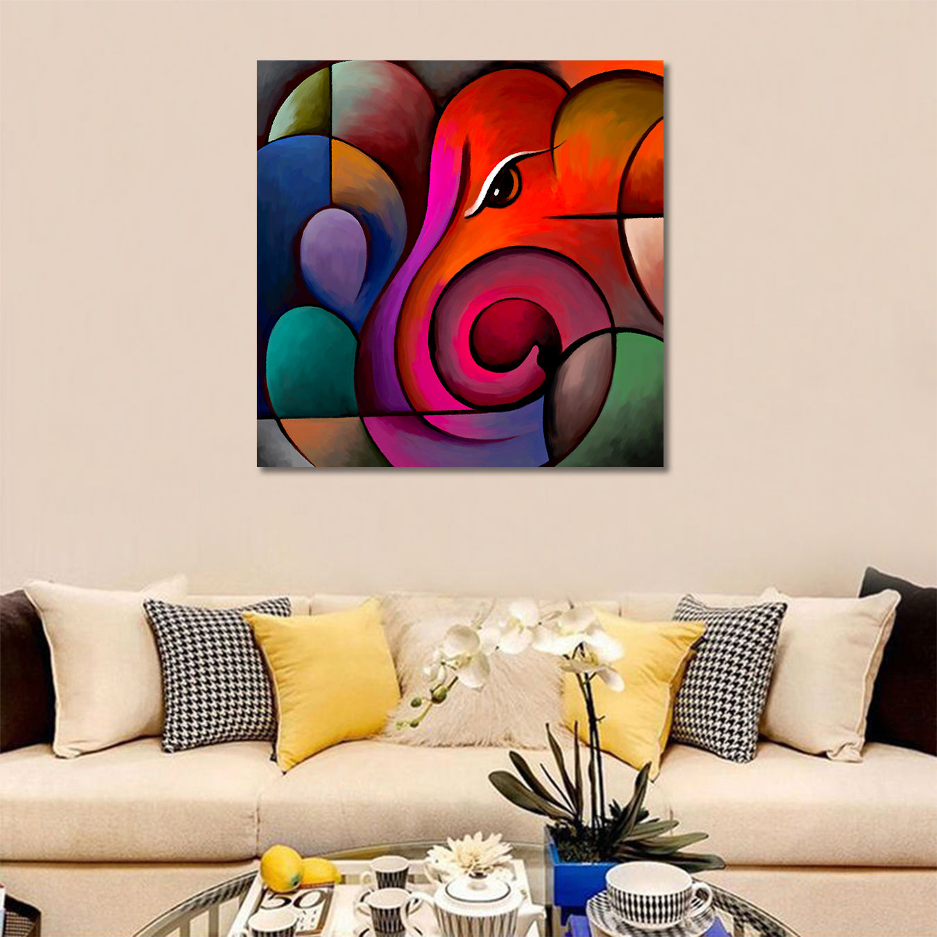 Lord Ganesha - Unframed Canvas Painting