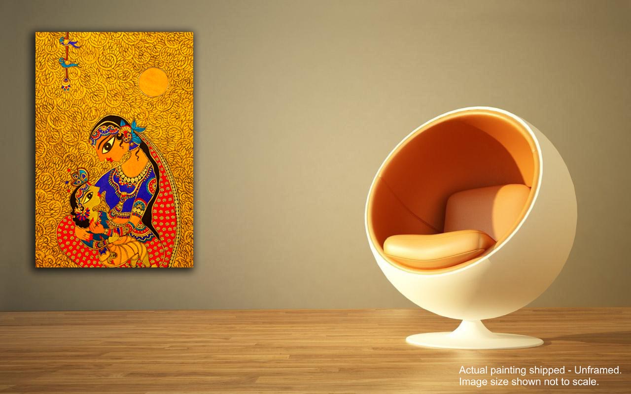 Krishna with Devaki - Unframed Canvas Painting
