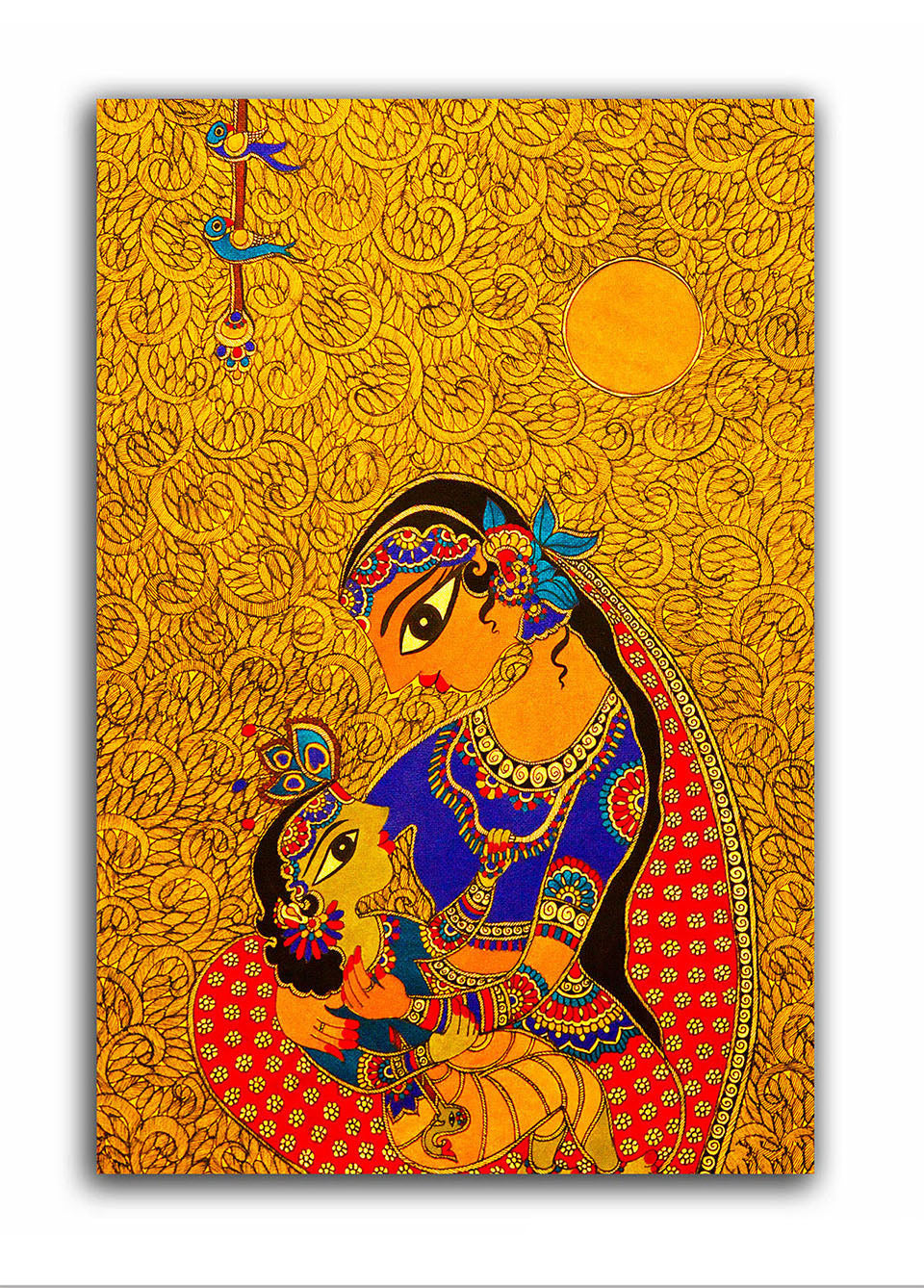 Krishna with Devaki - Unframed Canvas Painting