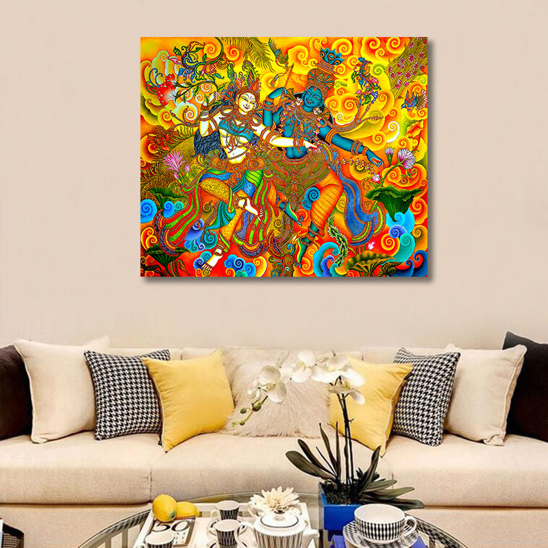 Radha Krishna - Eternal Love - Unframed Canvas Painting