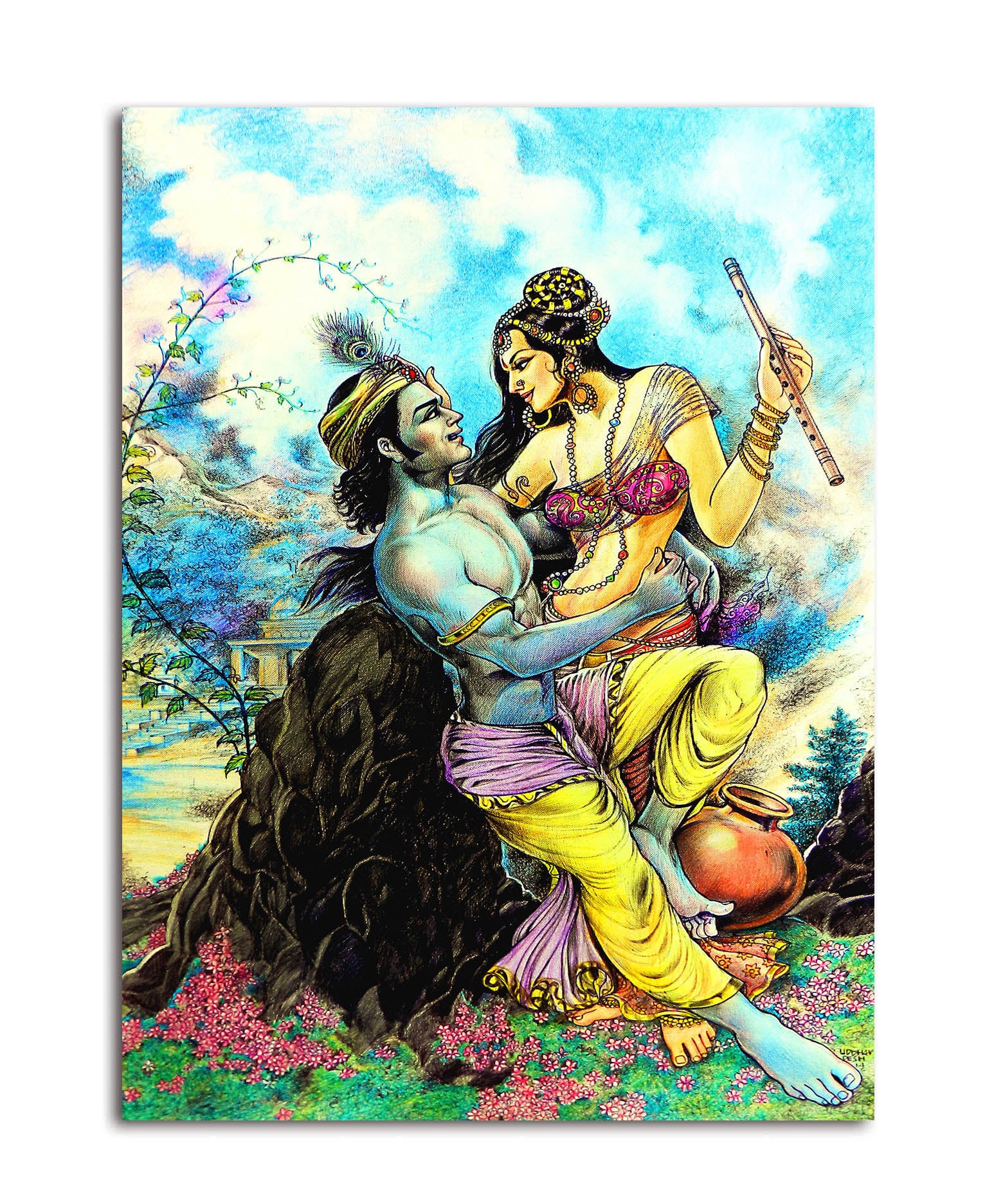 Jai Sri Krishna - Unframed Canvas Painting