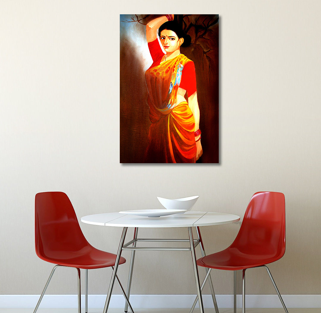 A Beautiful Lady - Unframed Canvas Painting