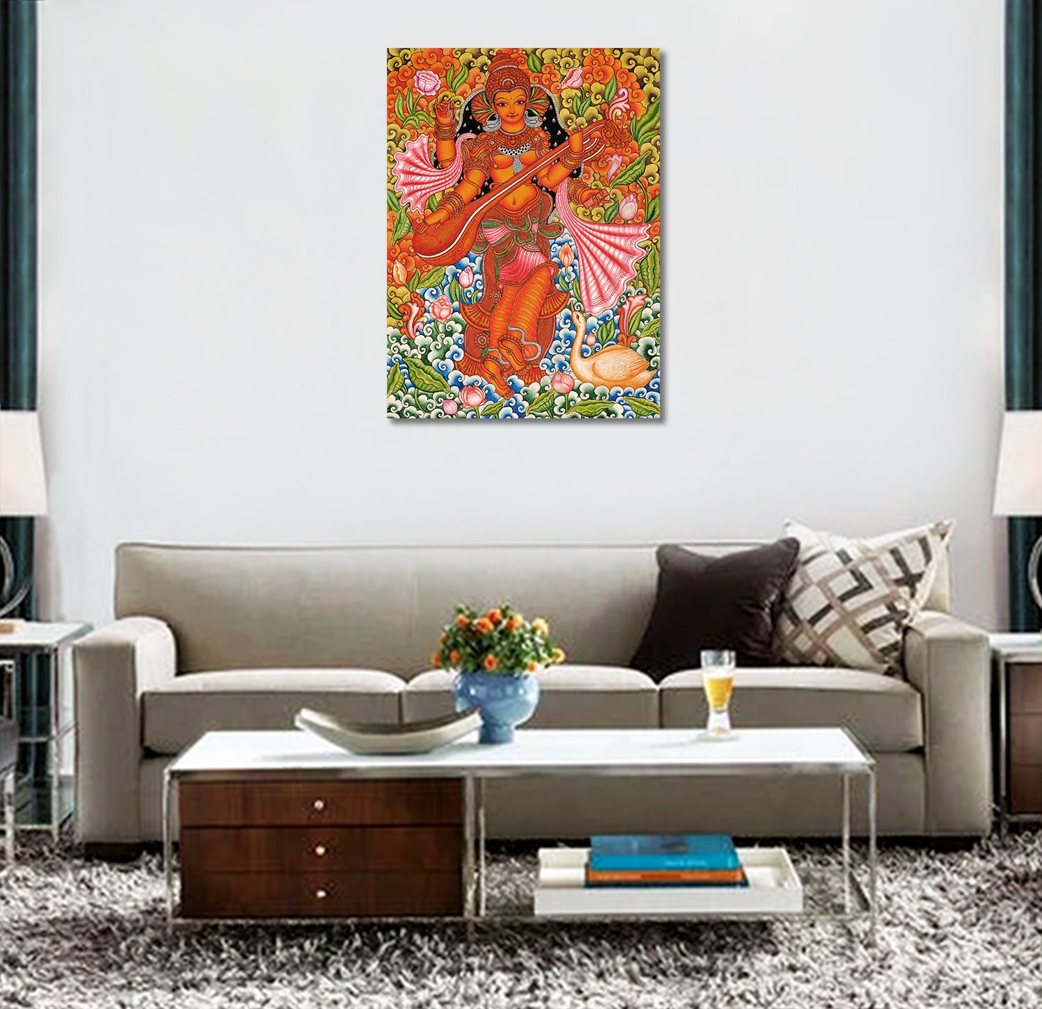 Maa Saraswati - Unframed Canvas Painting