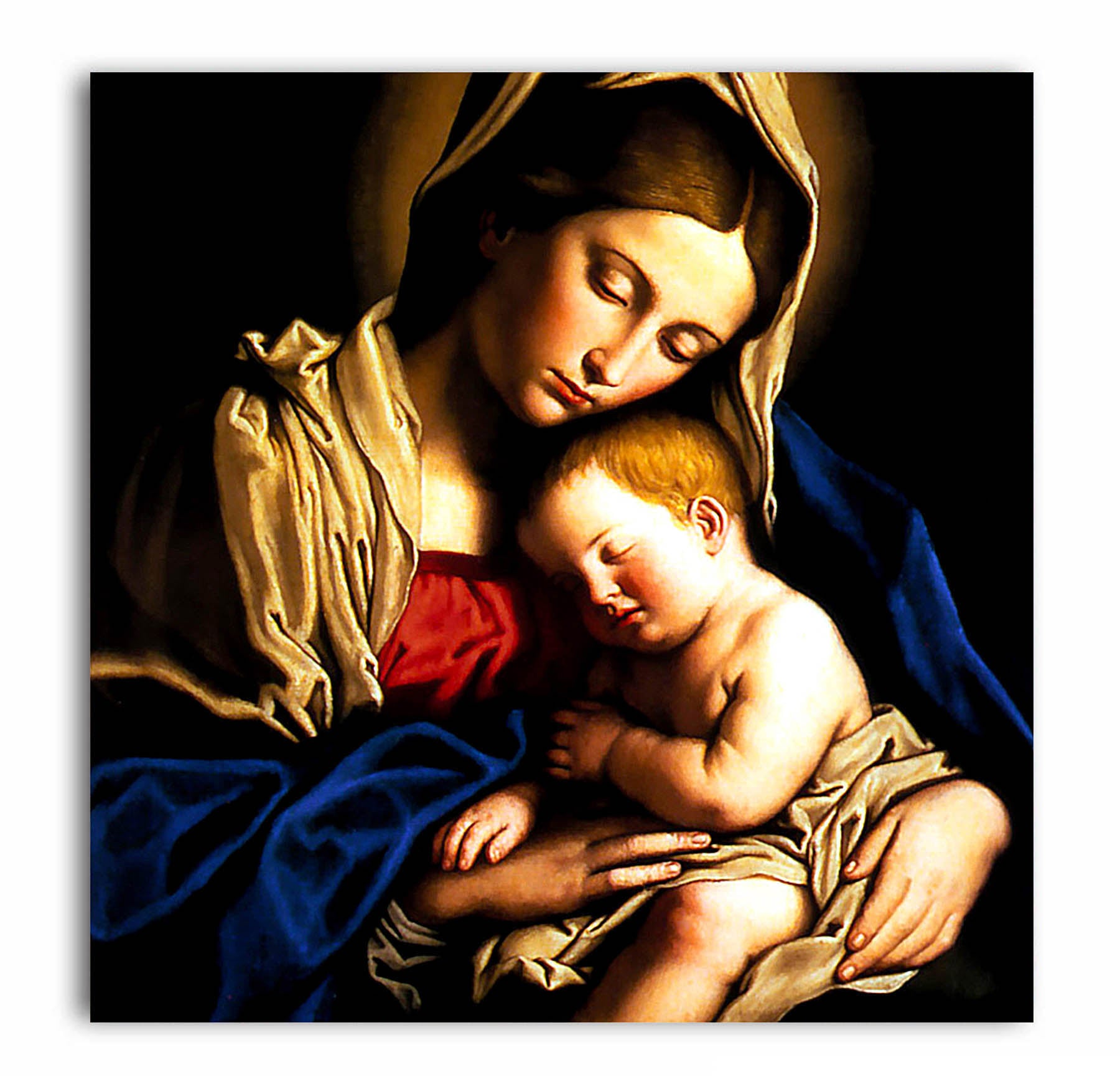 Mother Mary & Baby Jesus - Unframed Canvas Painting