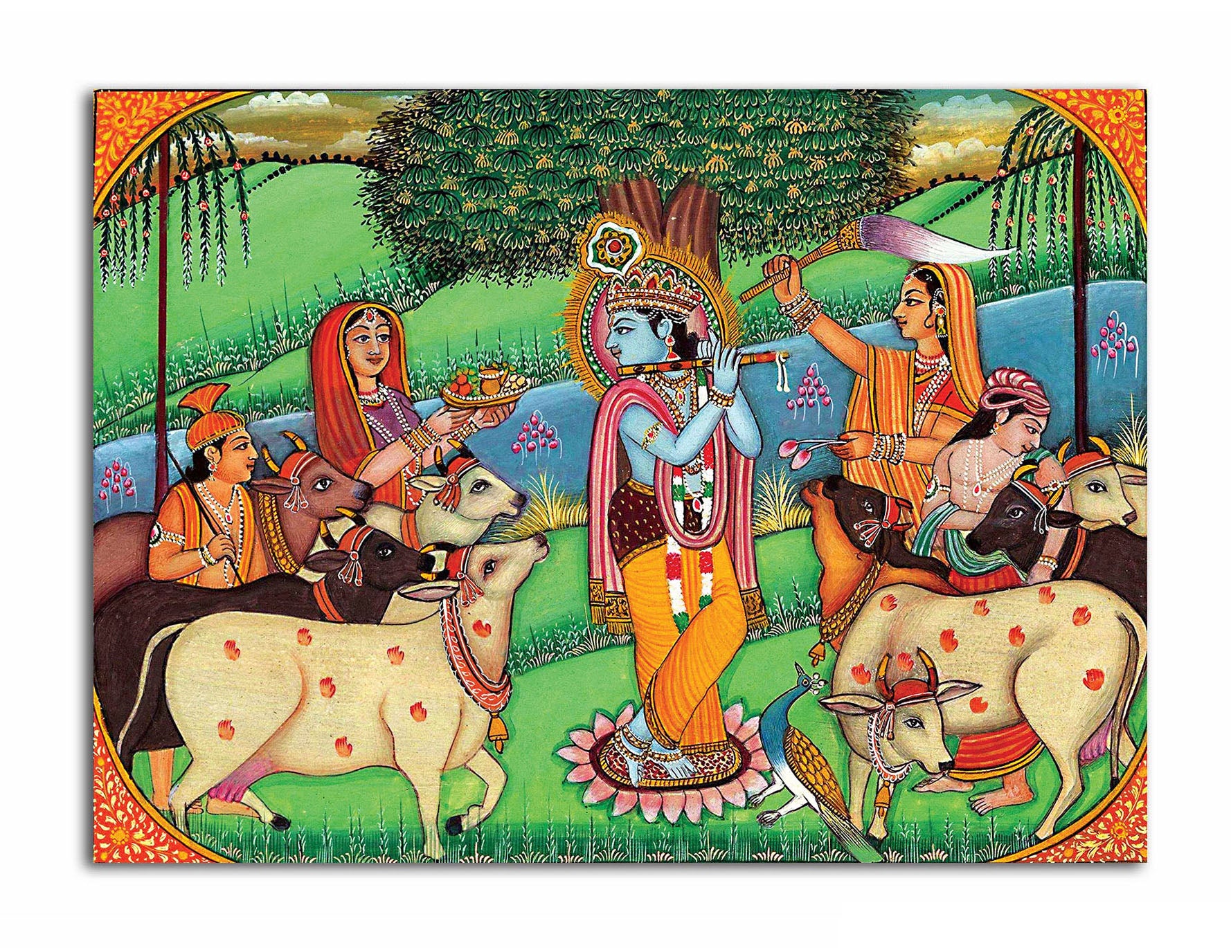 Krishna Leela - Unframed Canvas Painting