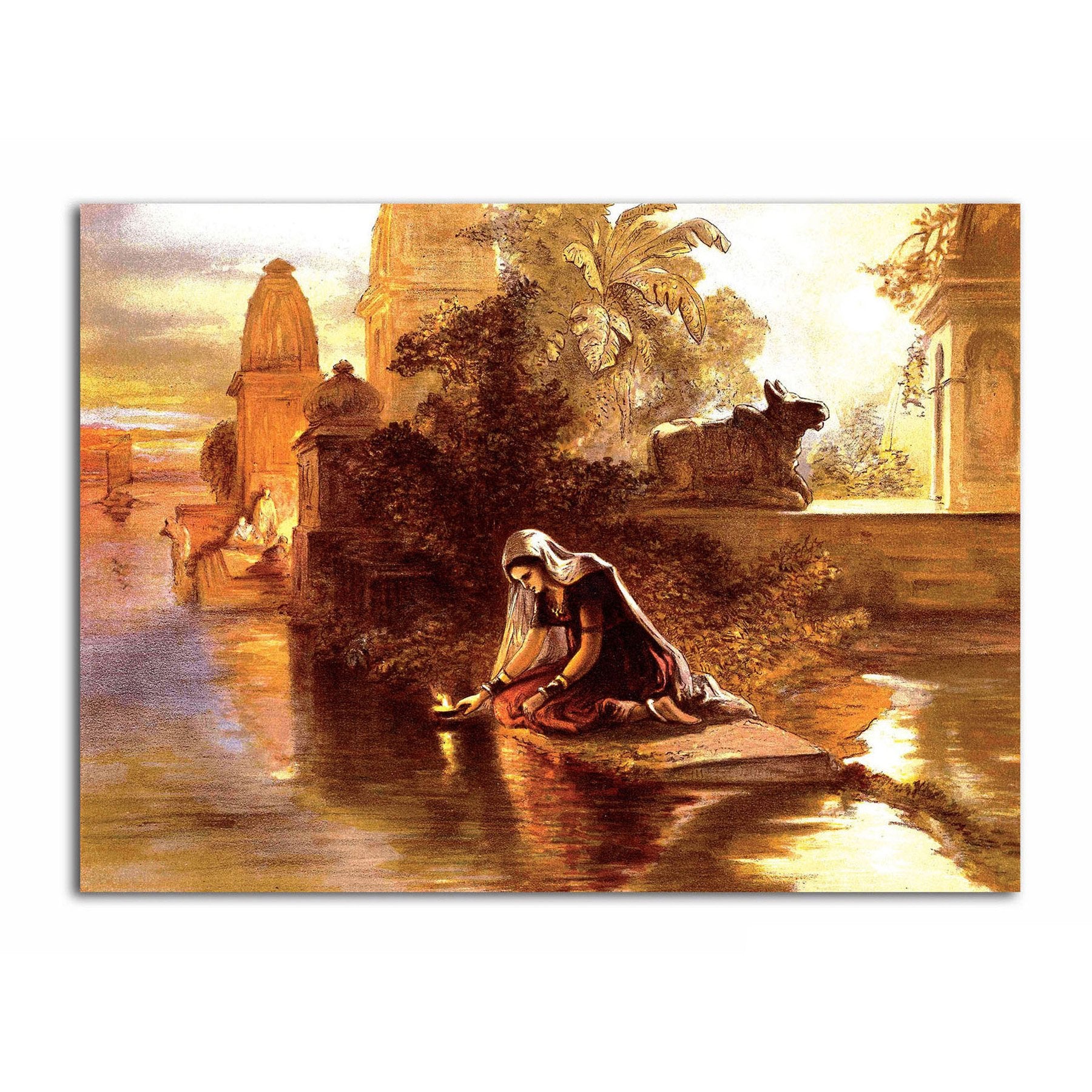 A Girl praying on a River Side