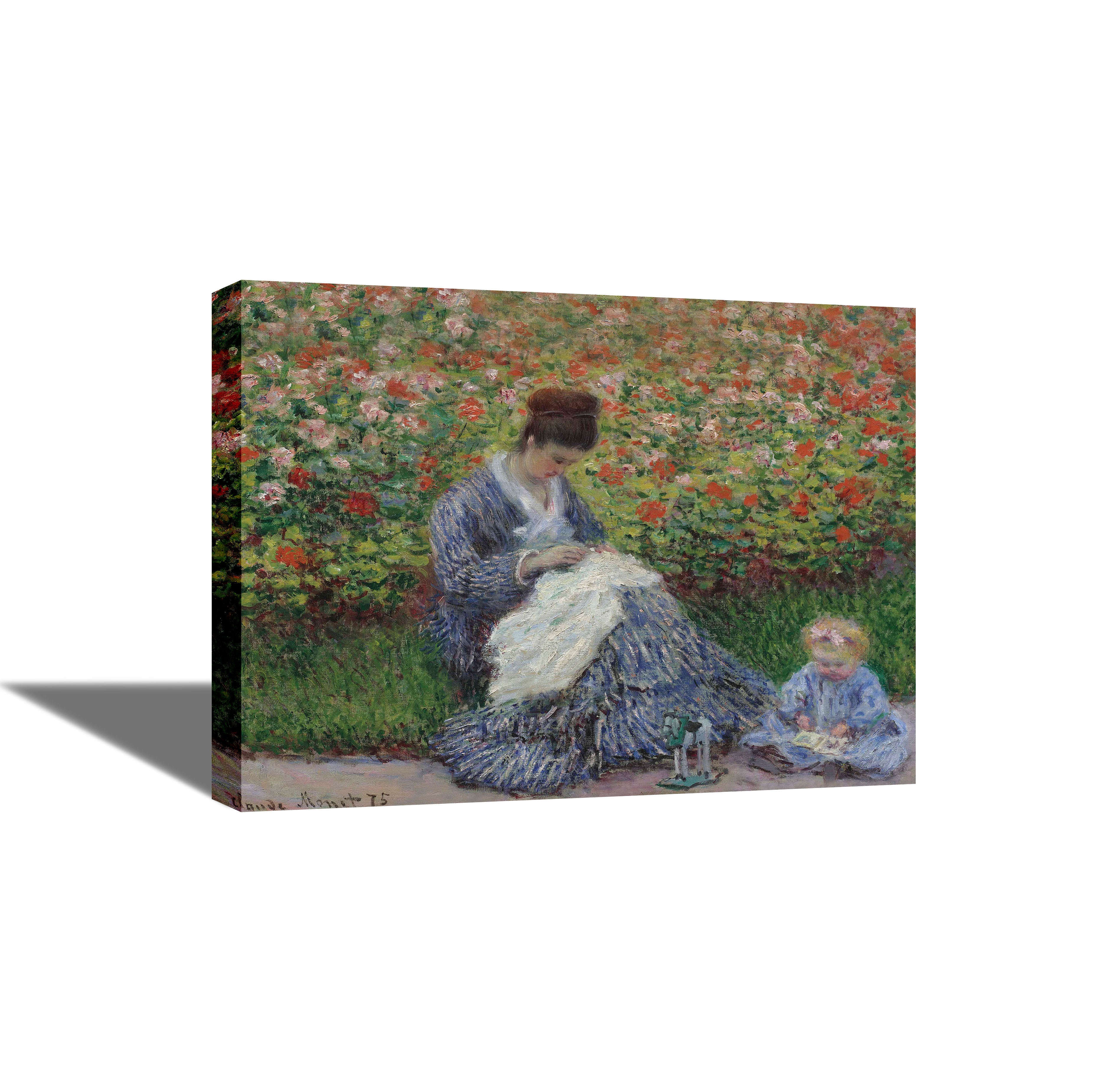 Camille Monet and a Child in the Artist's Garden in Argenteuil