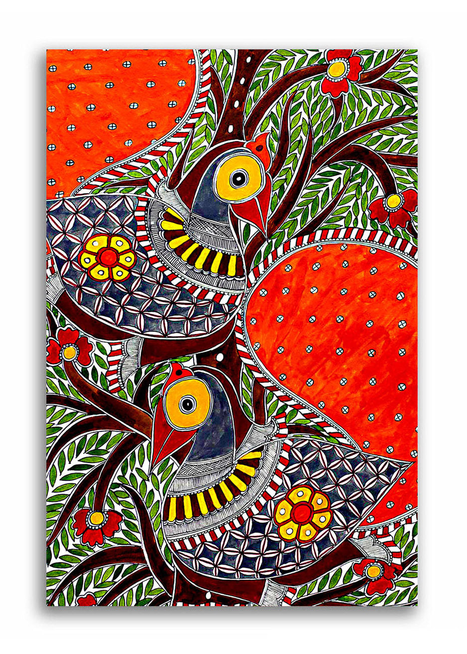 Birds in Forest - Unframed Canvas Painting