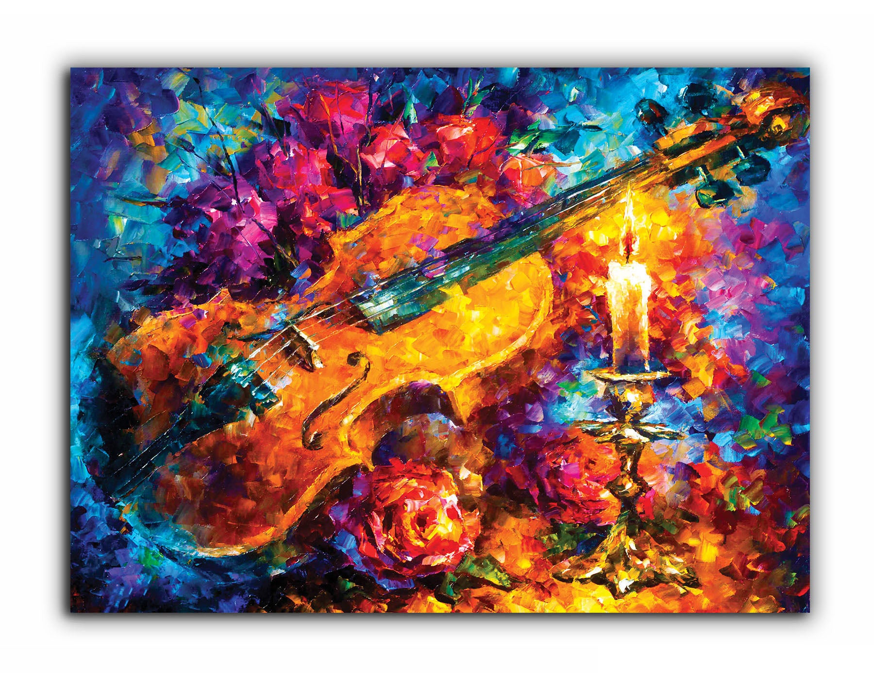 Violin in the Candlelight - Unframed Canvas Painting