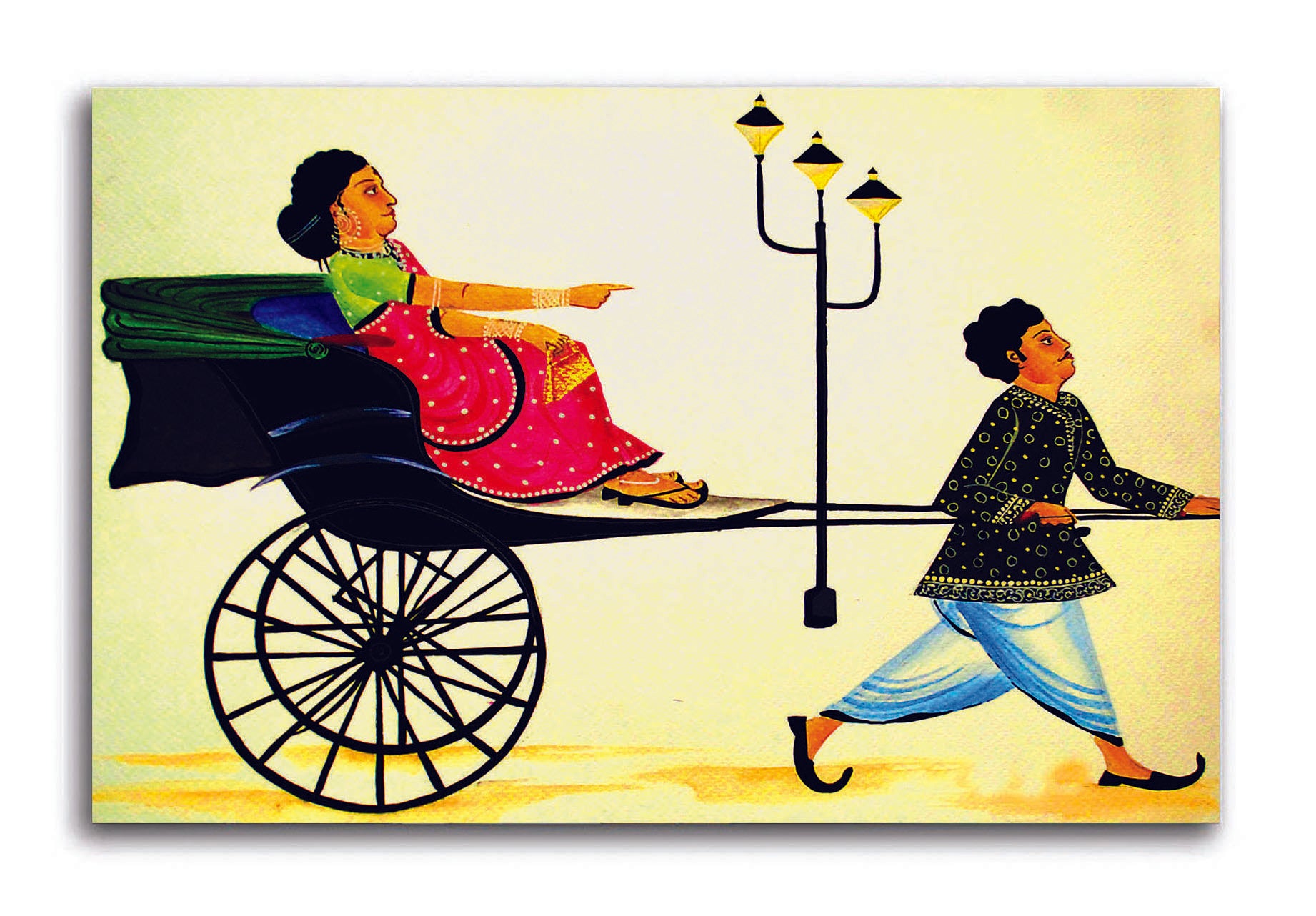 Kalighat Bengali Babu - Unframed Canvas Painting