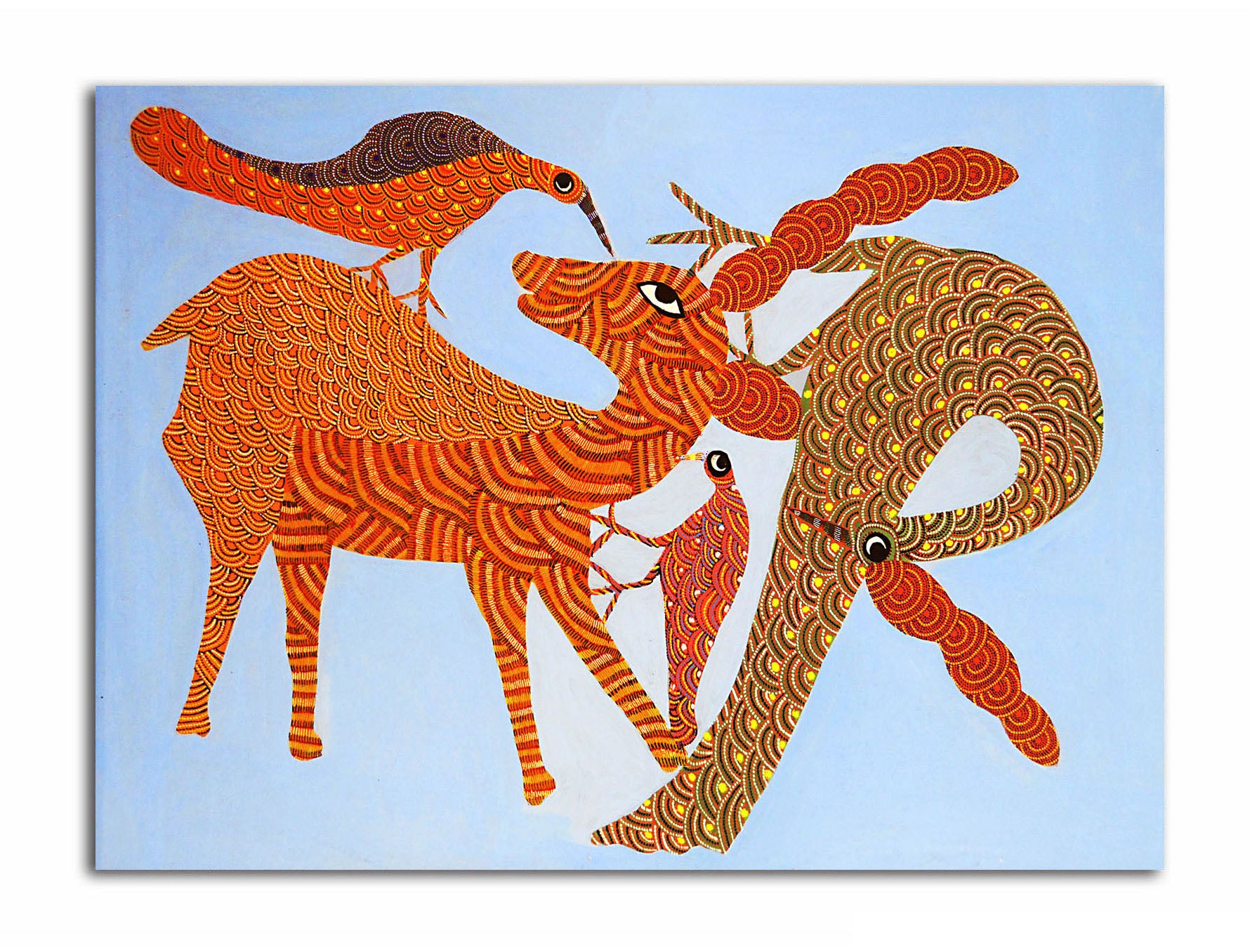 Deer with Birds - Unframed Canvas Painting