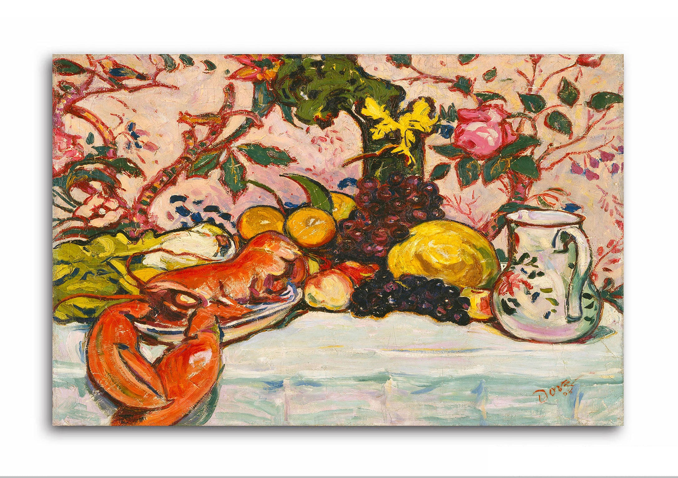 The Lobster With Fruit - Unframed Canvas Painting