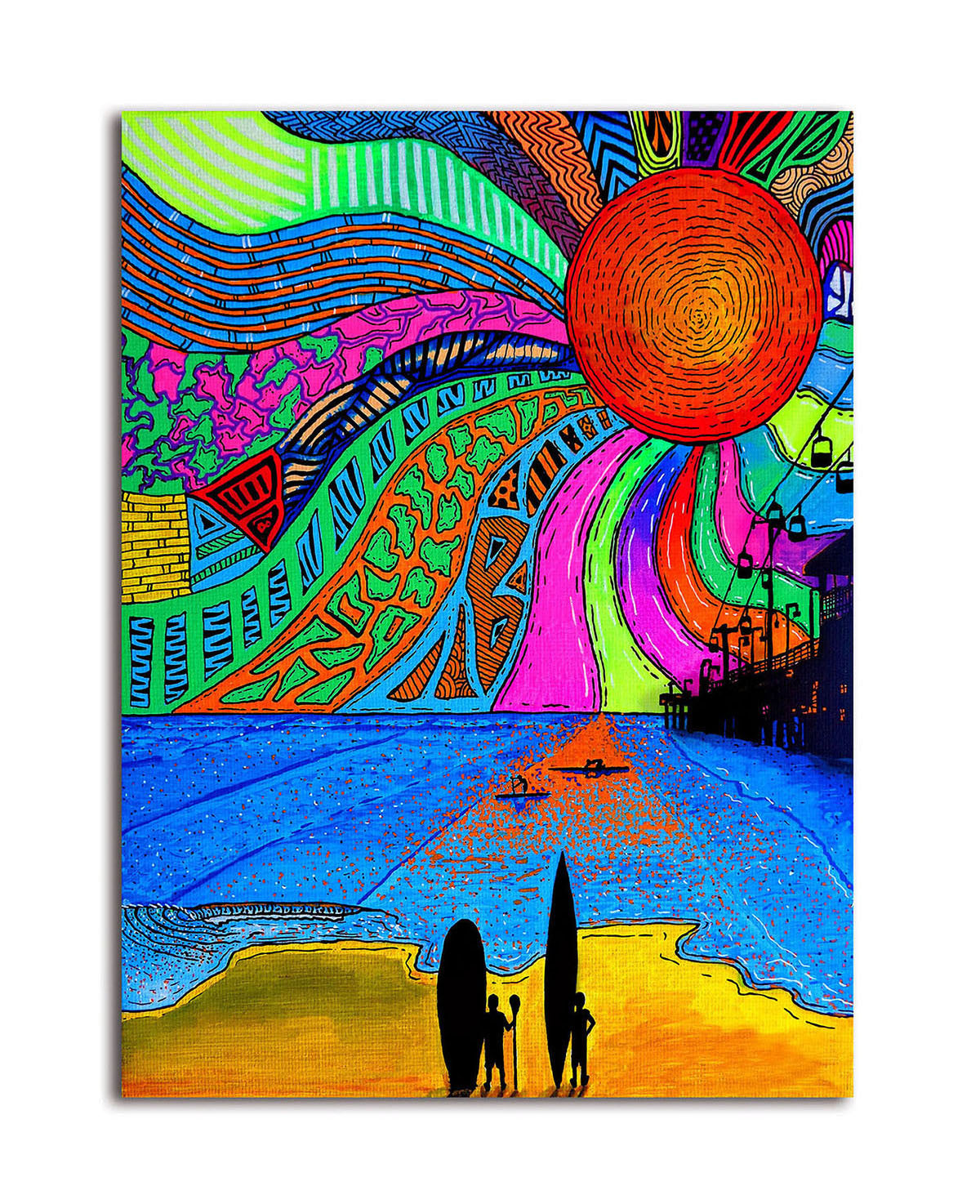 Trippy Surfing - Unframed Canvas Painting